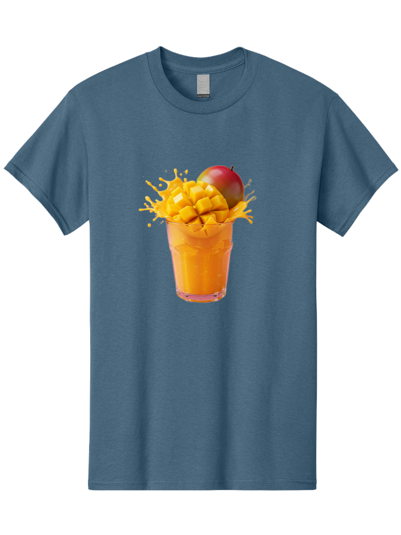 Mango-Smoothie-7 Men'S Graphic Tee, 100% Cotton, Comfortable Casual Summer Wear, Machine Washable, Mango Smoothie, Fresh Mango, Tropical Drink, Vibrant Colors, Healthy Beverage, Refreshing Drink, Summer Refreshment, Mango Chunks, Mango Juice Bac159