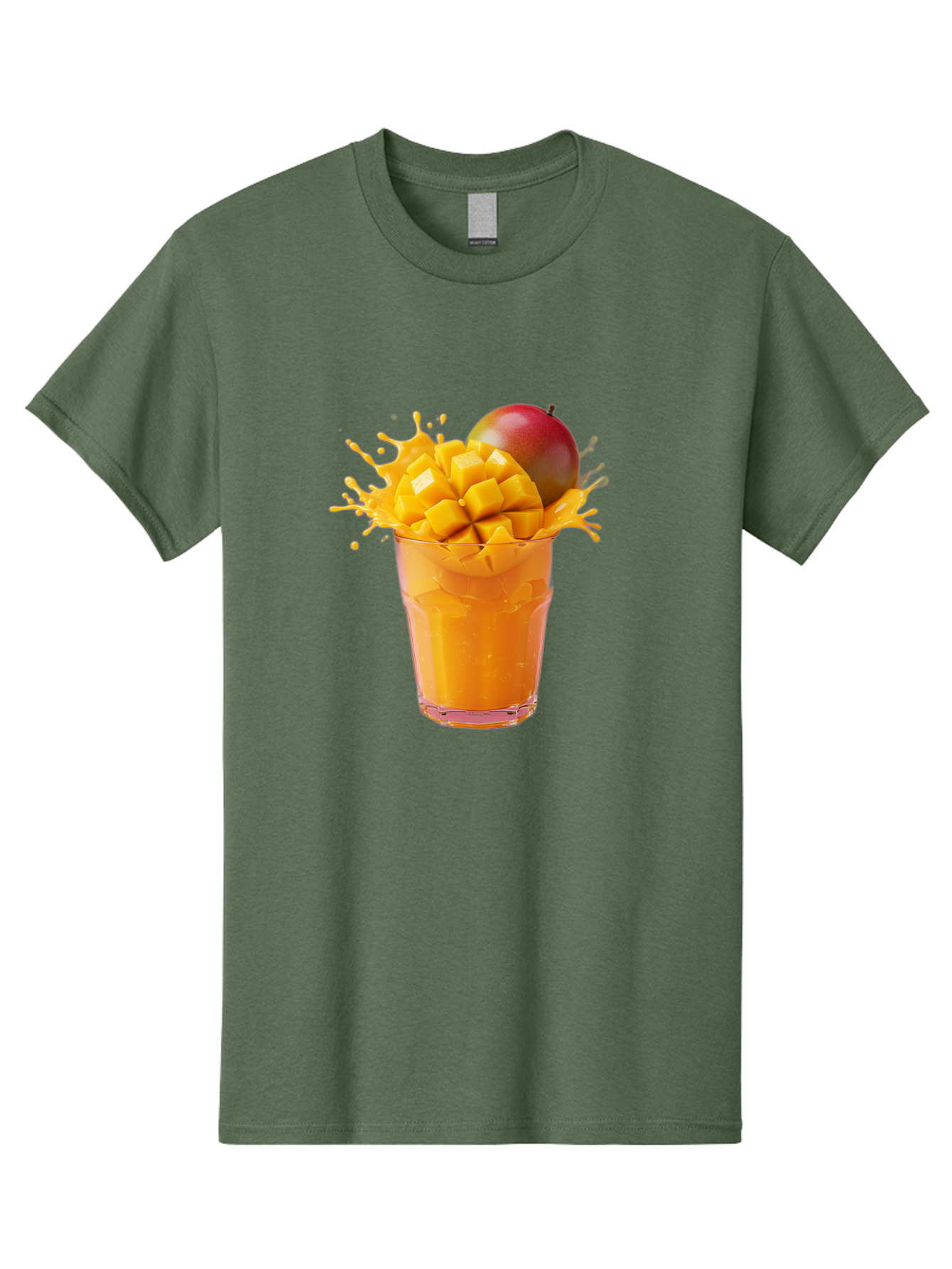 Mango-Smoothie-7 Men'S Graphic Tee, 100% Cotton, Comfortable Casual Summer Wear, Machine Washable, Mango Smoothie, Fresh Mango, Tropical Drink, Vibrant Colors, Healthy Beverage, Refreshing Drink, Summer Refreshment, Mango Chunks, Mango Juice Bac159