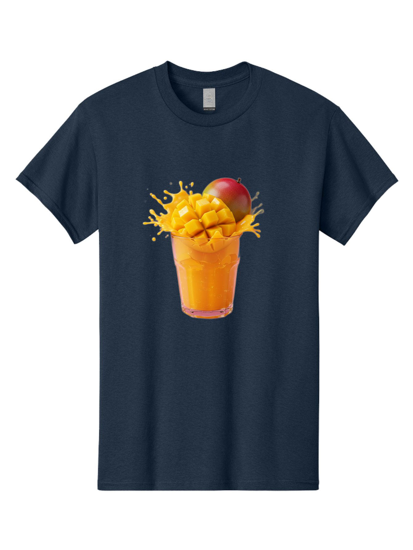 Mango-Smoothie-7 Men'S Graphic Tee, 100% Cotton, Comfortable Casual Summer Wear, Machine Washable, Mango Smoothie, Fresh Mango, Tropical Drink, Vibrant Colors, Healthy Beverage, Refreshing Drink, Summer Refreshment, Mango Chunks, Mango Juice Bac159