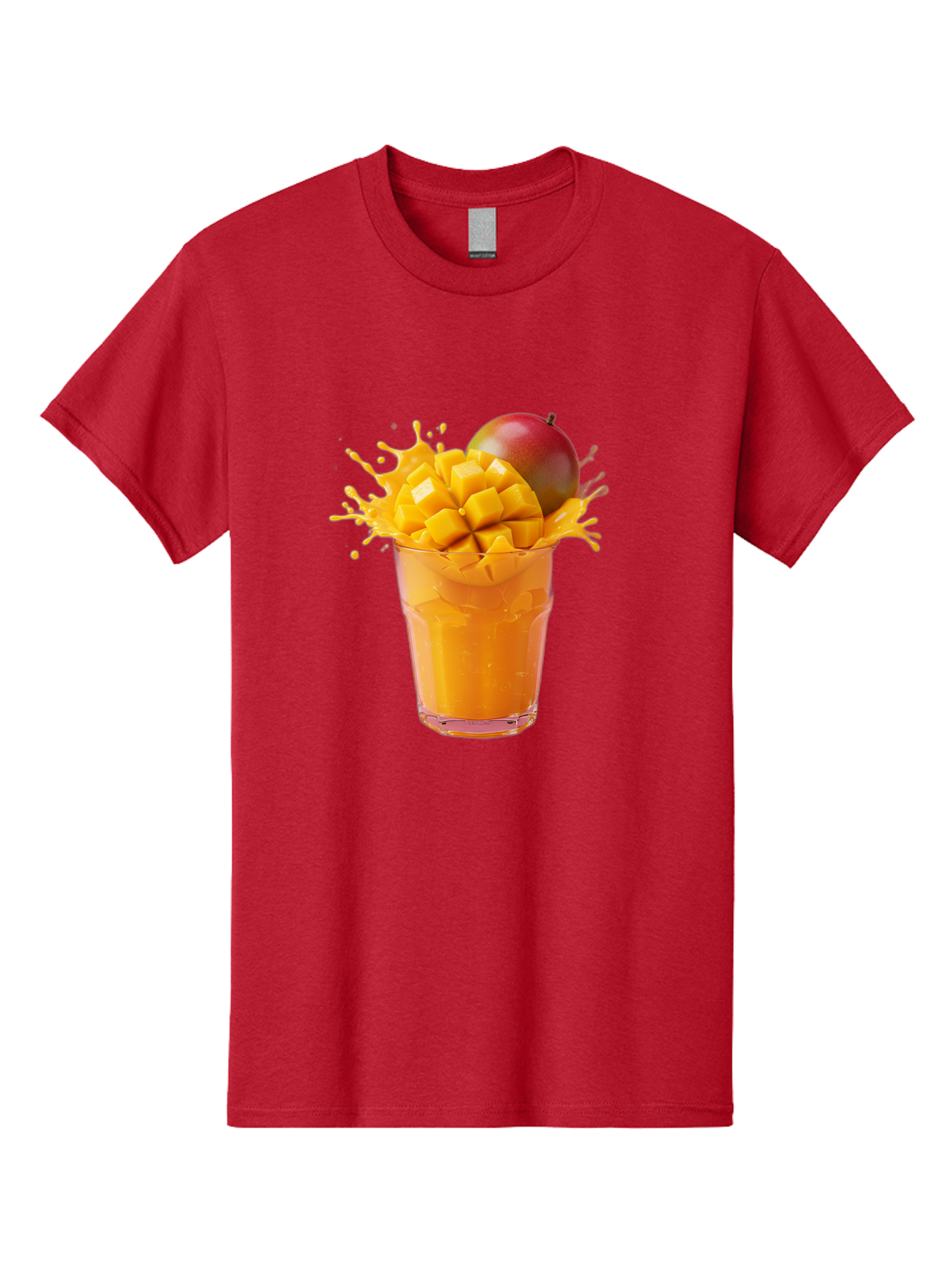 Mango-Smoothie-7 Men'S Graphic Tee, 100% Cotton, Comfortable Casual Summer Wear, Machine Washable, Mango Smoothie, Fresh Mango, Tropical Drink, Vibrant Colors, Healthy Beverage, Refreshing Drink, Summer Refreshment, Mango Chunks, Mango Juice Bac159