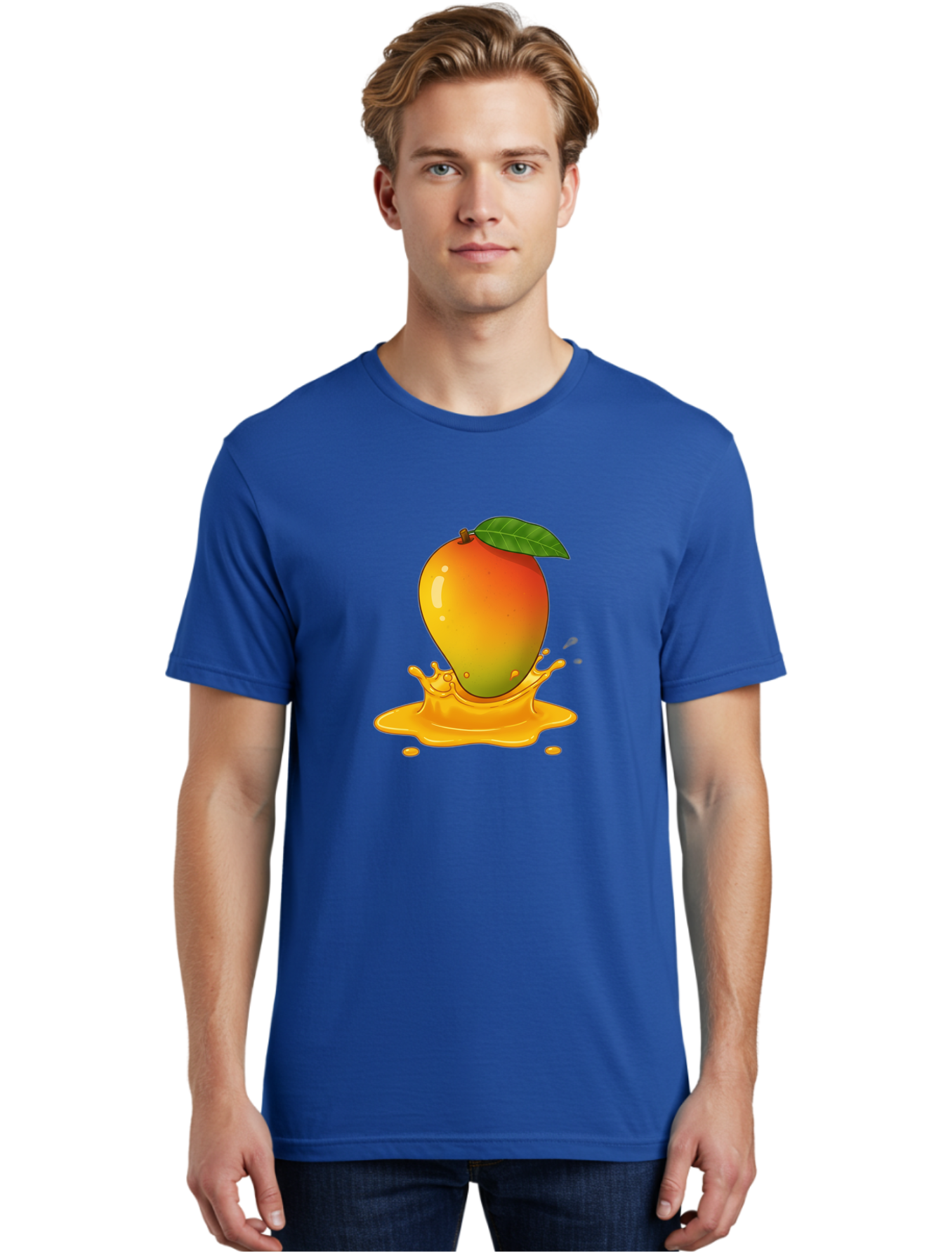 Mango-Splash-1 Men'S Graphic Tee, 100% Cotton, Comfortable Casual Summer Wear, Machine Washable, Juicy Mango, Vibrant Colors, Splashing Juice, Fresh Fruit, Tropical Flavors, Sweet Treats, Summertime, Refreshing Drinks Bac161
