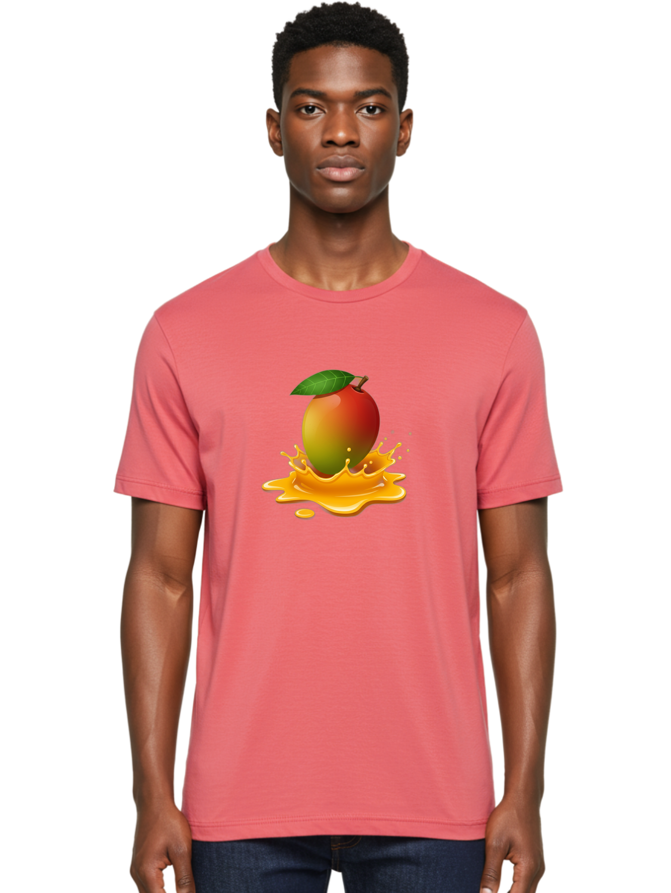 Mango-Splash-2 Men'S Graphic Tee, 100% Cotton, Comfortable Casual Summer Wear, Machine Washable, Tropical Mango, Juicy Fruit, Splash Art, Vibrant Colors, Mango Juice, Splashing Liquid, Fresh Produce, Summer Vibes, Healthy Snack, Bac162