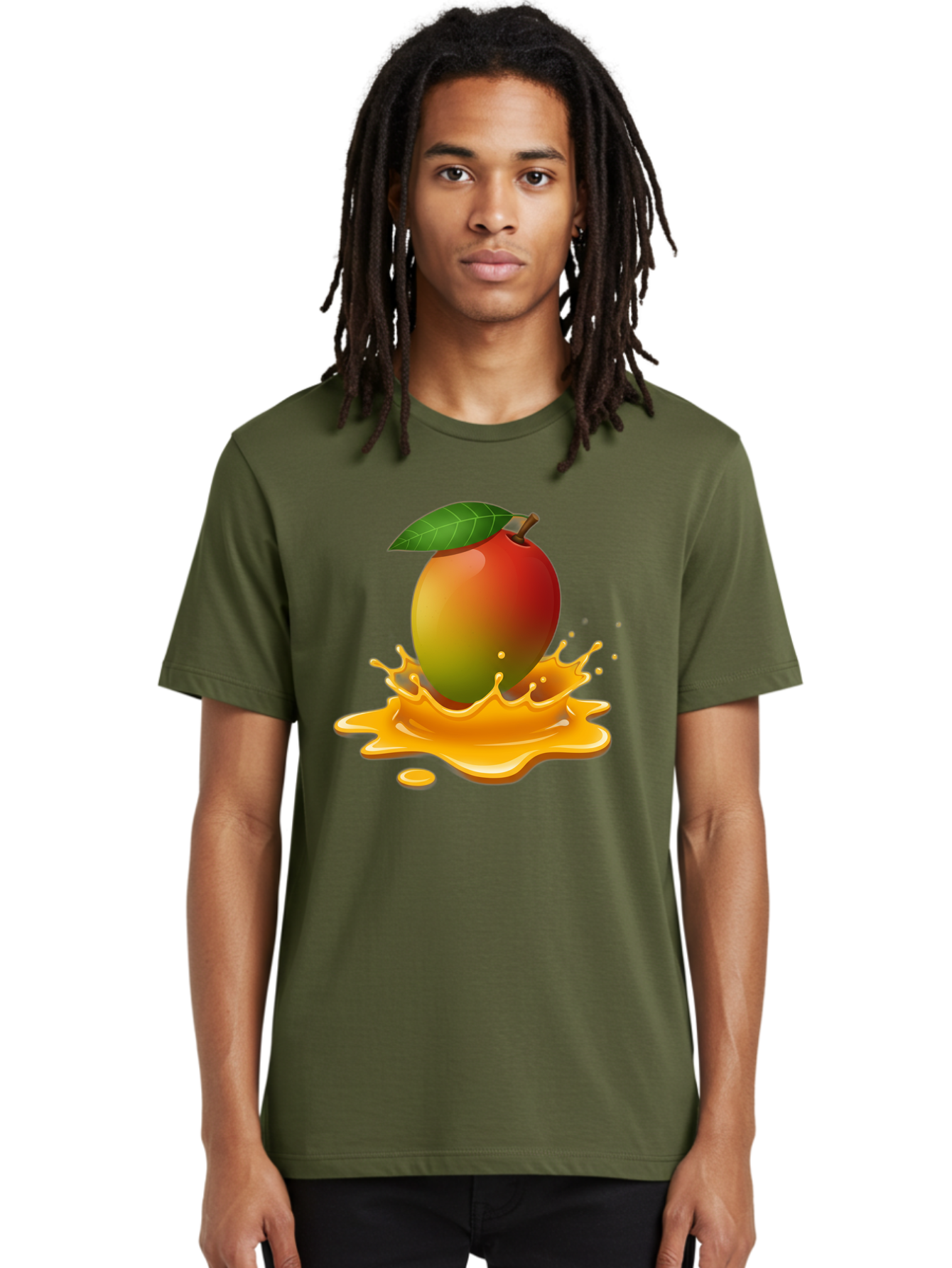 Mango-Splash-2 Men'S Graphic Tee, 100% Cotton, Comfortable Casual Summer Wear, Machine Washable, Tropical Mango, Juicy Fruit, Splash Art, Vibrant Colors, Mango Juice, Splashing Liquid, Fresh Produce, Summer Vibes, Healthy Snack, Bac162