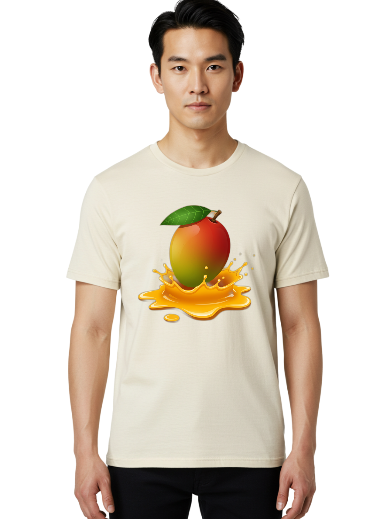 Mango-Splash-2 Men'S Graphic Tee, 100% Cotton, Comfortable Casual Summer Wear, Machine Washable, Tropical Mango, Juicy Fruit, Splash Art, Vibrant Colors, Mango Juice, Splashing Liquid, Fresh Produce, Summer Vibes, Healthy Snack, Bac162