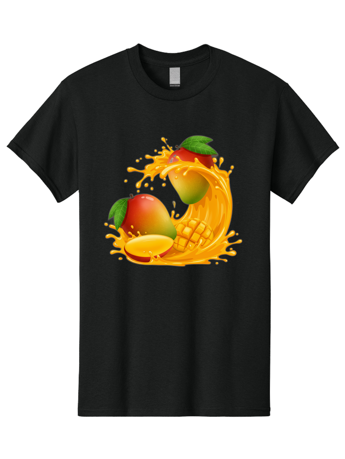 Mango-Splash-4 Men'S Graphic Tee, 100% Cotton, Comfortable Casual Summer Wear, Machine Washable, Mango Fruit, Juicy Mango, Mango Slice, Mango Juice Splash, Mango Chunks, Fresh Mango, Ripe Mango, Tropical Fruit Bac164