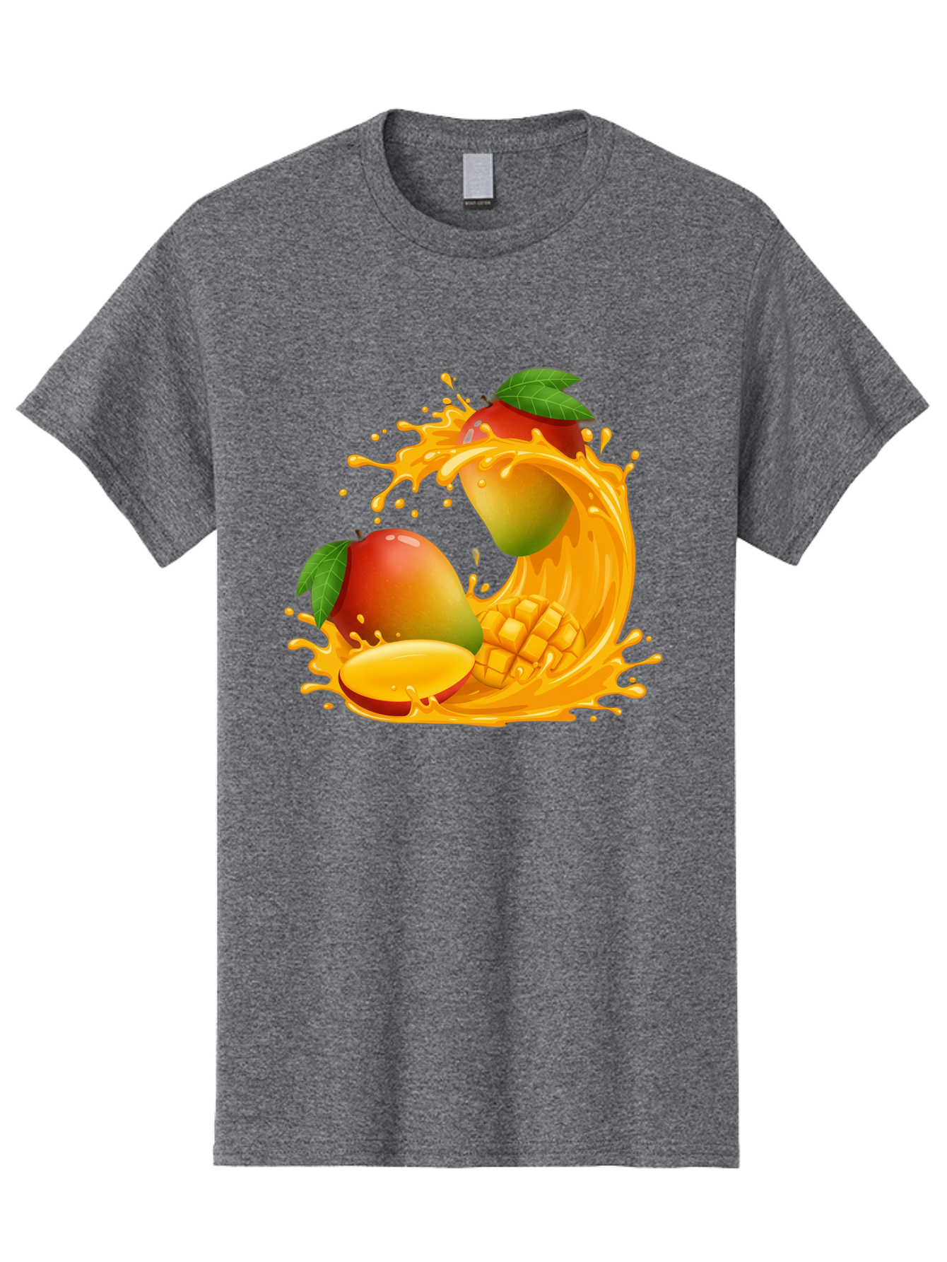 Mango-Splash-4 Men'S Graphic Tee, 100% Cotton, Comfortable Casual Summer Wear, Machine Washable, Mango Fruit, Juicy Mango, Mango Slice, Mango Juice Splash, Mango Chunks, Fresh Mango, Ripe Mango, Tropical Fruit Bac164