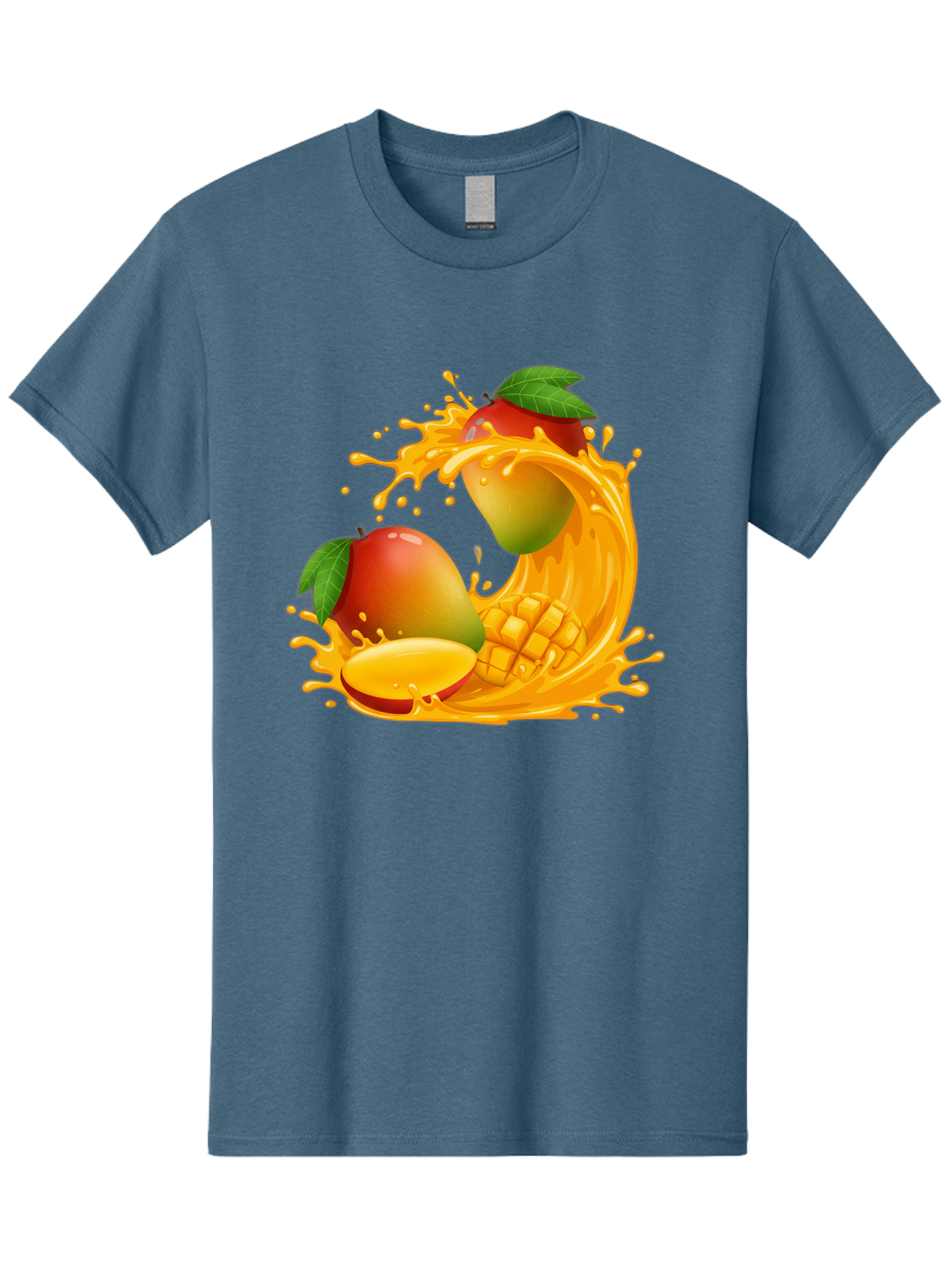 Mango-Splash-4 Men'S Graphic Tee, 100% Cotton, Comfortable Casual Summer Wear, Machine Washable, Mango Fruit, Juicy Mango, Mango Slice, Mango Juice Splash, Mango Chunks, Fresh Mango, Ripe Mango, Tropical Fruit Bac164
