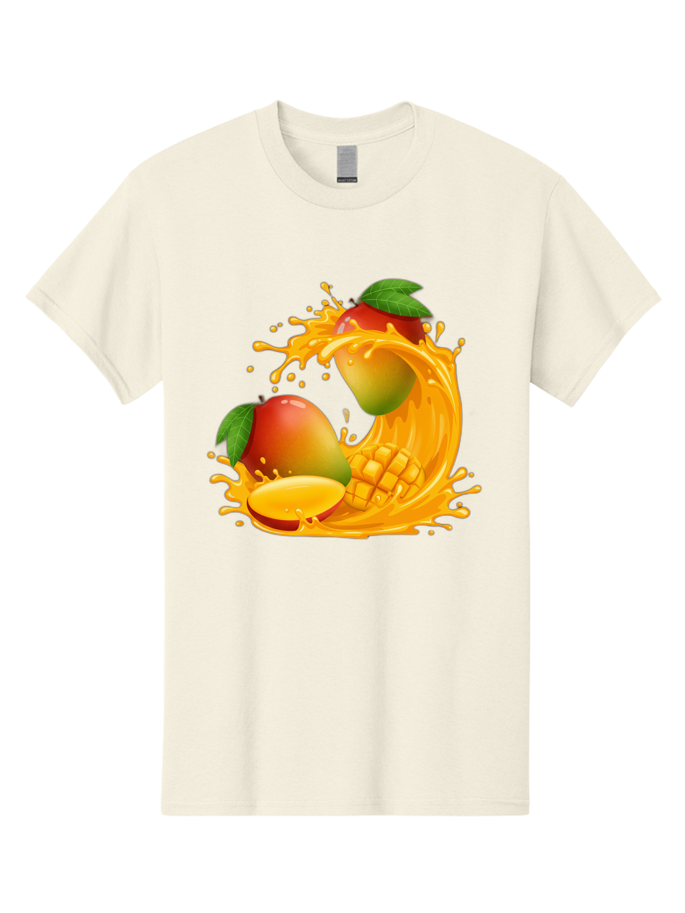 Mango-Splash-4 Men'S Graphic Tee, 100% Cotton, Comfortable Casual Summer Wear, Machine Washable, Mango Fruit, Juicy Mango, Mango Slice, Mango Juice Splash, Mango Chunks, Fresh Mango, Ripe Mango, Tropical Fruit Bac164