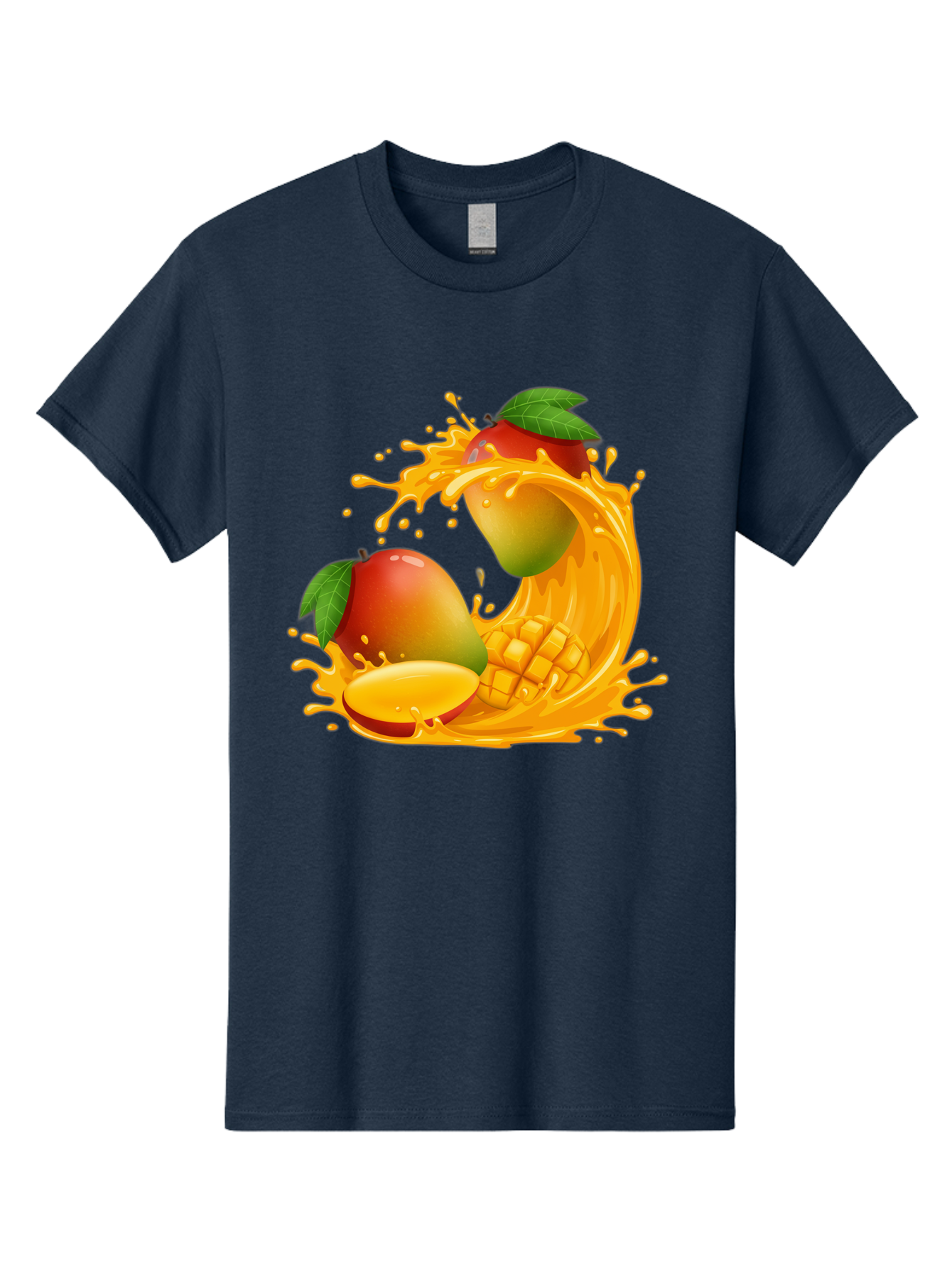 Mango-Splash-4 Men'S Graphic Tee, 100% Cotton, Comfortable Casual Summer Wear, Machine Washable, Mango Fruit, Juicy Mango, Mango Slice, Mango Juice Splash, Mango Chunks, Fresh Mango, Ripe Mango, Tropical Fruit Bac164