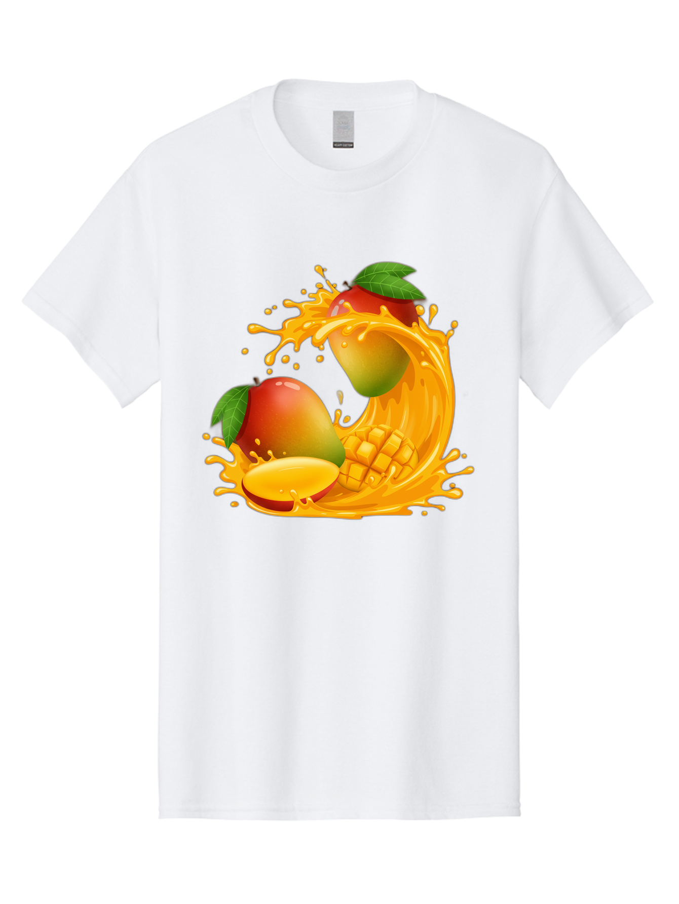 Mango-Splash-4 Men'S Graphic Tee, 100% Cotton, Comfortable Casual Summer Wear, Machine Washable, Mango Fruit, Juicy Mango, Mango Slice, Mango Juice Splash, Mango Chunks, Fresh Mango, Ripe Mango, Tropical Fruit Bac164