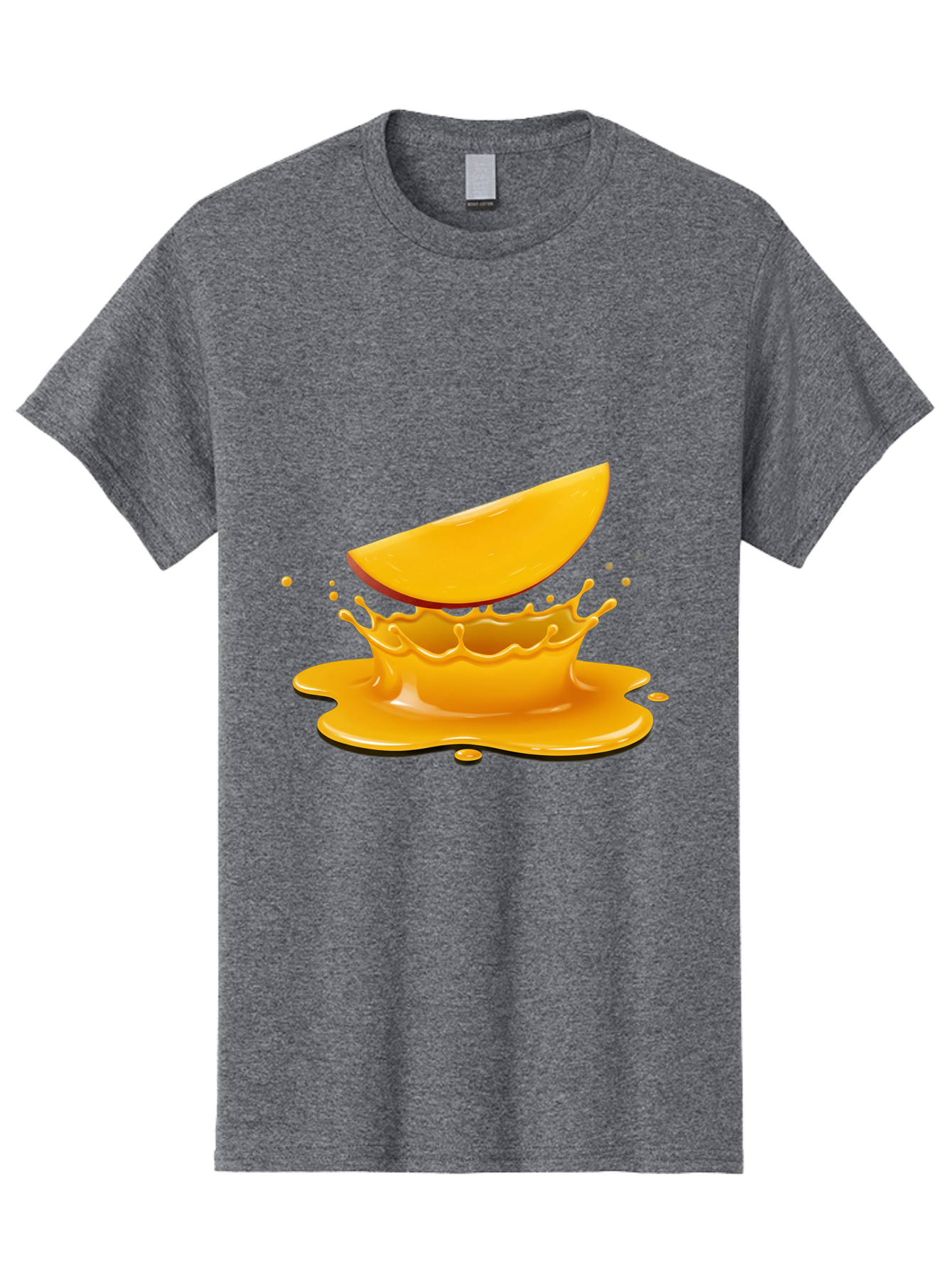 Mango-Splash Men'S Graphic Tee, 100% Cotton, Comfortable Casual Summer Wear, Machine Washable, Mango Slice, Juice Splash, Vibrant Orange, Fruity Scene, Splashing Juice, Summer Drink, Tropical Flavors, Refreshing Drink, Healthy Snack Bac165