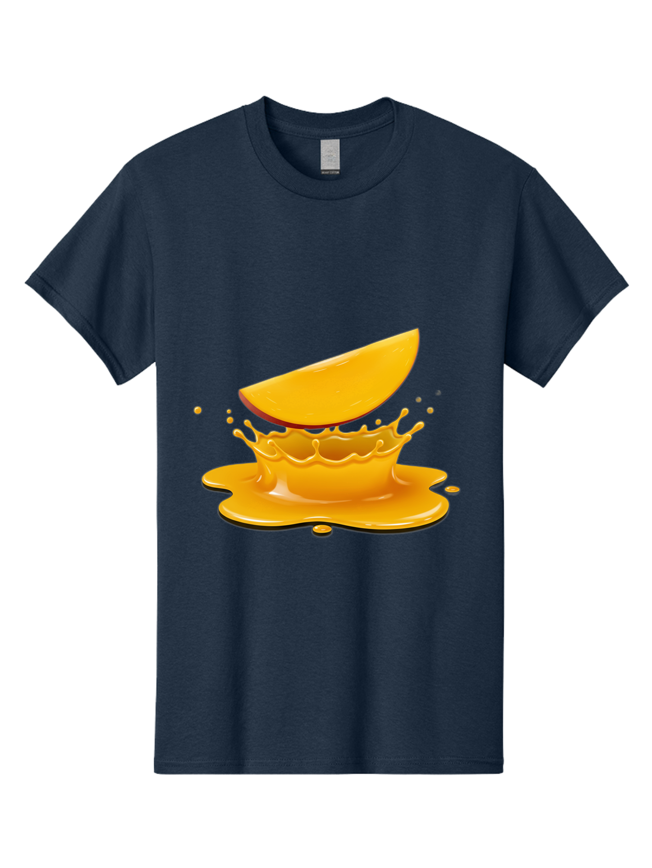 Mango-Splash Men'S Graphic Tee, 100% Cotton, Comfortable Casual Summer Wear, Machine Washable, Mango Slice, Juice Splash, Vibrant Orange, Fruity Scene, Splashing Juice, Summer Drink, Tropical Flavors, Refreshing Drink, Healthy Snack Bac165