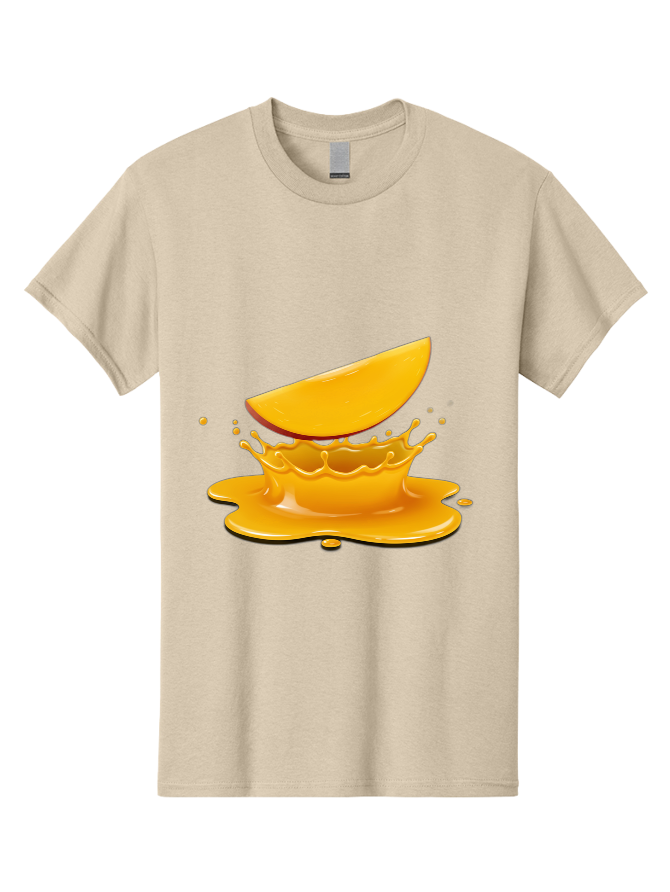 Mango-Splash Men'S Graphic Tee, 100% Cotton, Comfortable Casual Summer Wear, Machine Washable, Mango Slice, Juice Splash, Vibrant Orange, Fruity Scene, Splashing Juice, Summer Drink, Tropical Flavors, Refreshing Drink, Healthy Snack Bac165