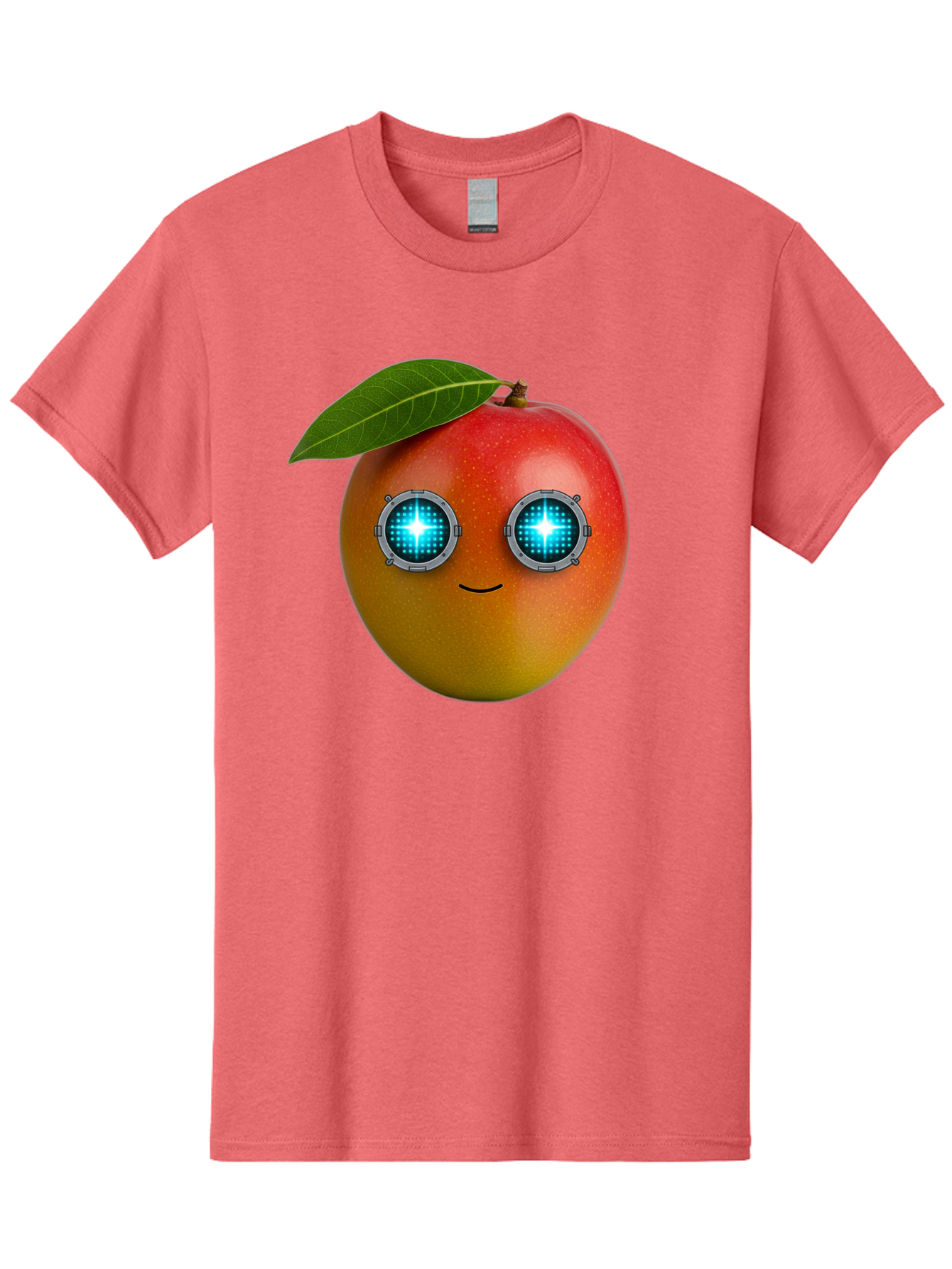 Mango-With-Cyborg-Eyes Men'S Graphic Tee, 100% Cotton, Comfortable Casual Summer Wear, Machine Washable, Mango Fruit, Robotic Eyes, Cyborg Fruit, Digital Eyes, Futuristic Design, Tech-Inspired Artwork, Fruit Character, Robotic Vision, Bac168