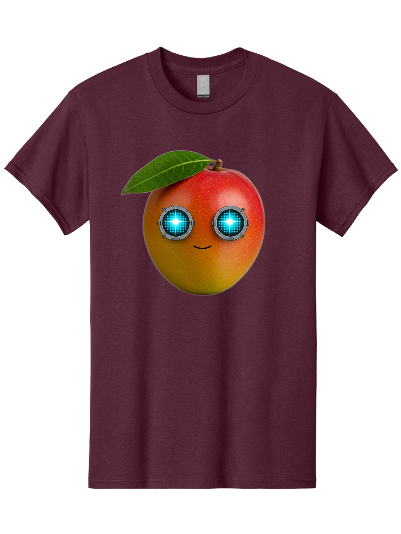 Mango-With-Cyborg-Eyes Men'S Graphic Tee, 100% Cotton, Comfortable Casual Summer Wear, Machine Washable, Mango Fruit, Robotic Eyes, Cyborg Fruit, Digital Eyes, Futuristic Design, Tech-Inspired Artwork, Fruit Character, Robotic Vision, Bac168