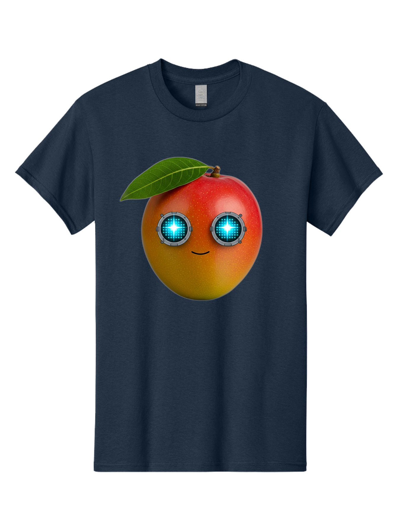 Mango-With-Cyborg-Eyes Men'S Graphic Tee, 100% Cotton, Comfortable Casual Summer Wear, Machine Washable, Mango Fruit, Robotic Eyes, Cyborg Fruit, Digital Eyes, Futuristic Design, Tech-Inspired Artwork, Fruit Character, Robotic Vision, Bac168
