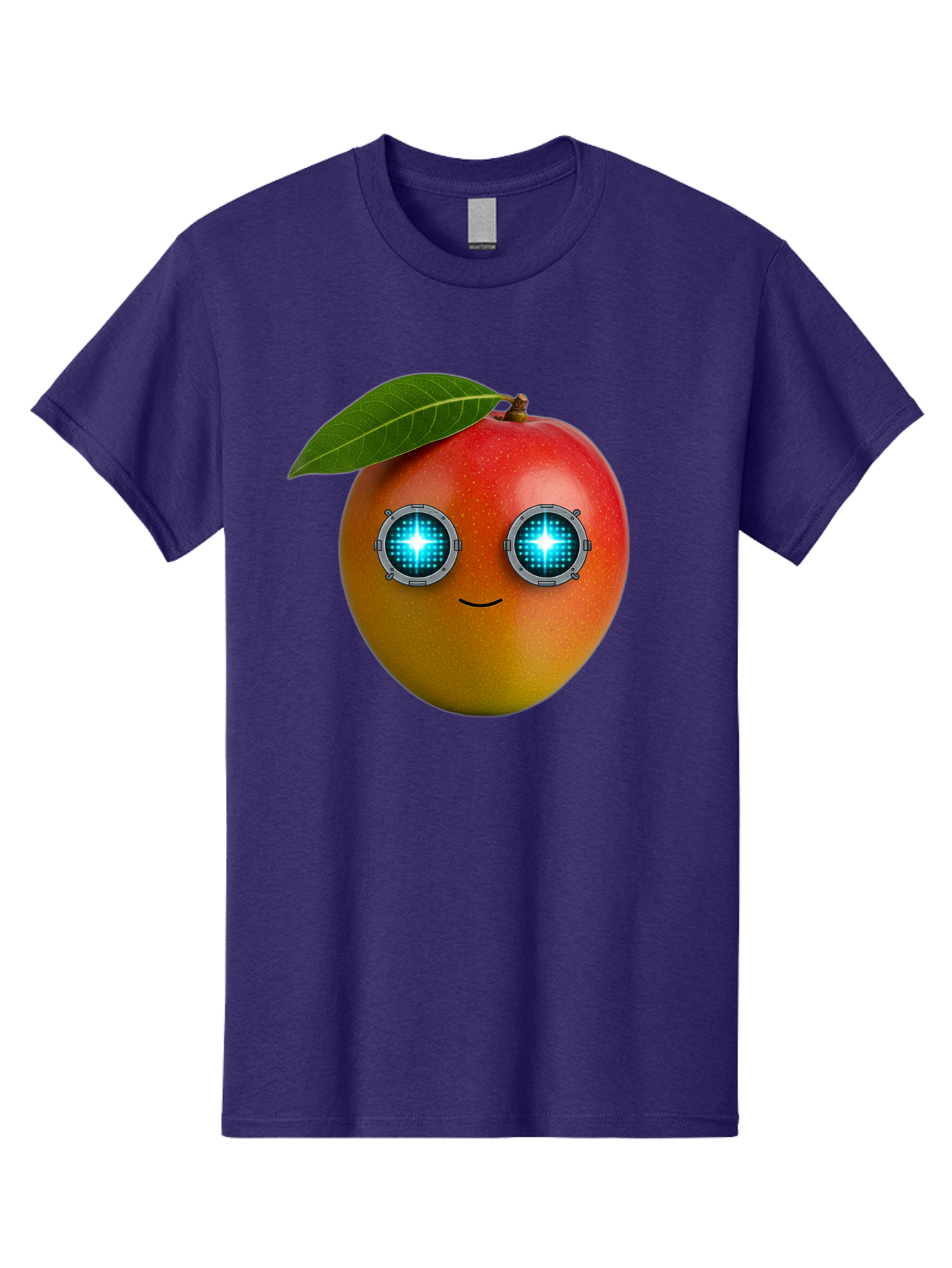 Mango-With-Cyborg-Eyes Men'S Graphic Tee, 100% Cotton, Comfortable Casual Summer Wear, Machine Washable, Mango Fruit, Robotic Eyes, Cyborg Fruit, Digital Eyes, Futuristic Design, Tech-Inspired Artwork, Fruit Character, Robotic Vision, Bac168