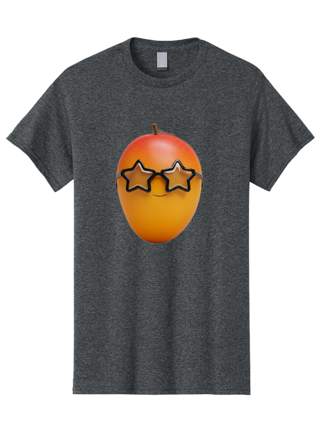 Mango-With-Star-Sunglasses Men'S Graphic Tee, 100% Cotton, Comfortable Casual Summer Wear, Machine Washable, Mango Fruit, Star-Shaped Sunglasses, Cool And Trendy, Vibrant Colors, Playful Vibe, Summer Vibes, Tropical Feel, Fresh Produce, Bac170
