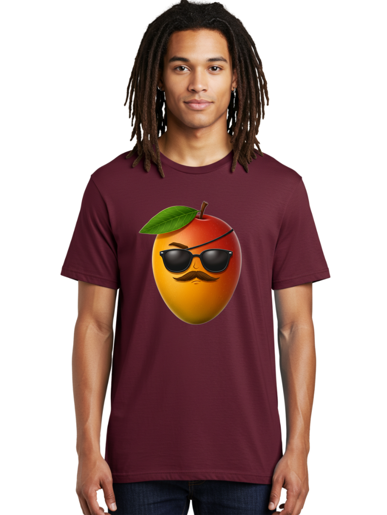Mango Men'S Graphic Tee, 100% Cotton, Comfortable Casual Summer Wear, Machine Washable, Mango With Sunglasses, Cartoon Mango, Mango Emoji, Cool Mango, Mango With Mustache, Funny Fruit, Vibrant Colors, Playful Character, Quirky Illustration, Bac171