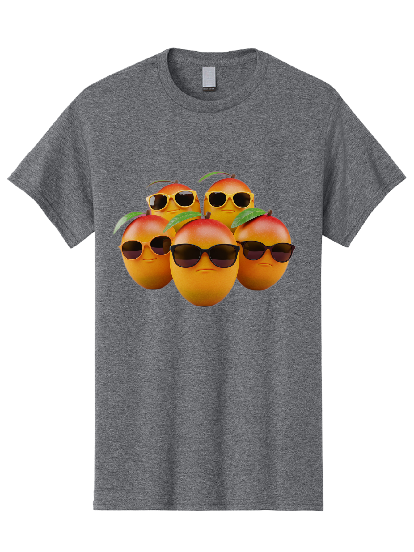 Mangoes-With-Sunglasses Men'S Graphic Tee, 100% Cotton, Comfortable Casual Summer Wear, Machine Washable, Mangoes Wearing Sunglasses, Cool Fruit, Summer Vibes, Cartoon Characters, Funny Faces, Vibrant Colors, Playful Design, Tropical Feel Bac172