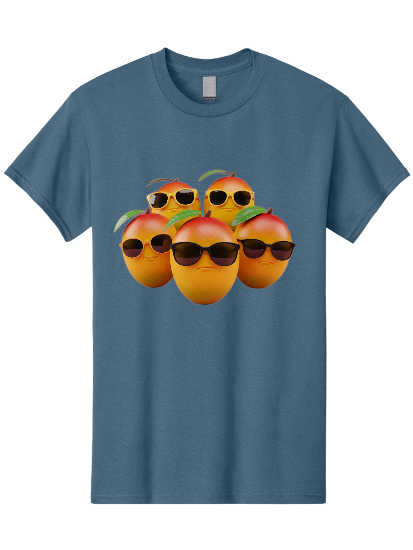 Mangoes-With-Sunglasses Men'S Graphic Tee, 100% Cotton, Comfortable Casual Summer Wear, Machine Washable, Mangoes Wearing Sunglasses, Cool Fruit, Summer Vibes, Cartoon Characters, Funny Faces, Vibrant Colors, Playful Design, Tropical Feel Bac172