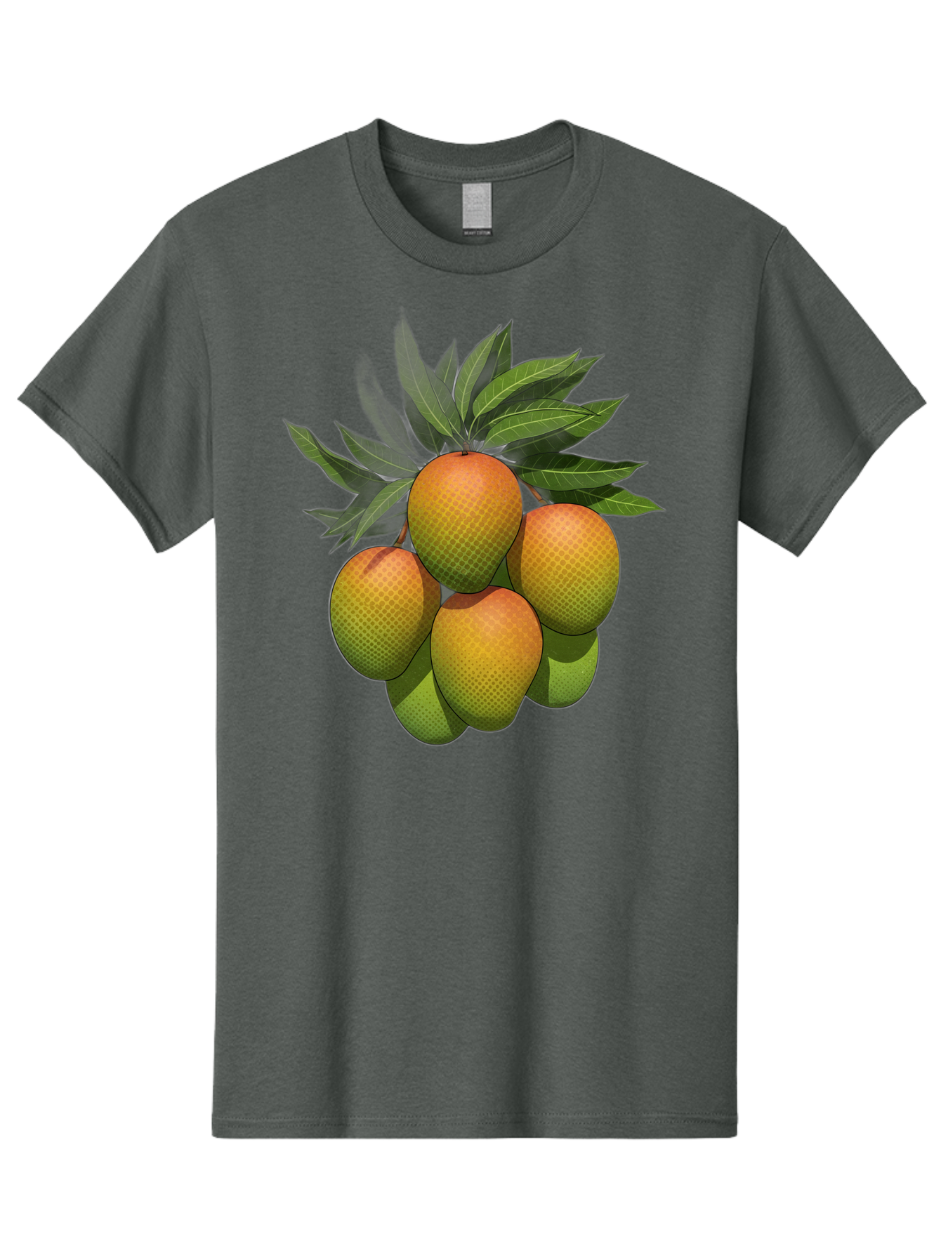 Mangoes Men'S Graphic Tee, 100% Cotton, Comfortable Casual Summer Wear, Machine Washable, Mangoes With Leaves, Tropical Fruit, Exotic Fruit, Fruit Cluster, Yellow-Orange Fruit, Green Leaves, Fruit Texture, Fruit Leaves, Vibrant Fruit Bac173