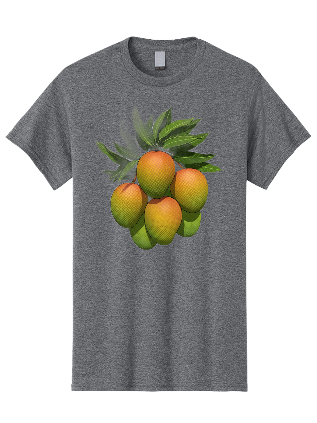 Mangoes Men'S Graphic Tee, 100% Cotton, Comfortable Casual Summer Wear, Machine Washable, Mangoes With Leaves, Tropical Fruit, Exotic Fruit, Fruit Cluster, Yellow-Orange Fruit, Green Leaves, Fruit Texture, Fruit Leaves, Vibrant Fruit Bac173