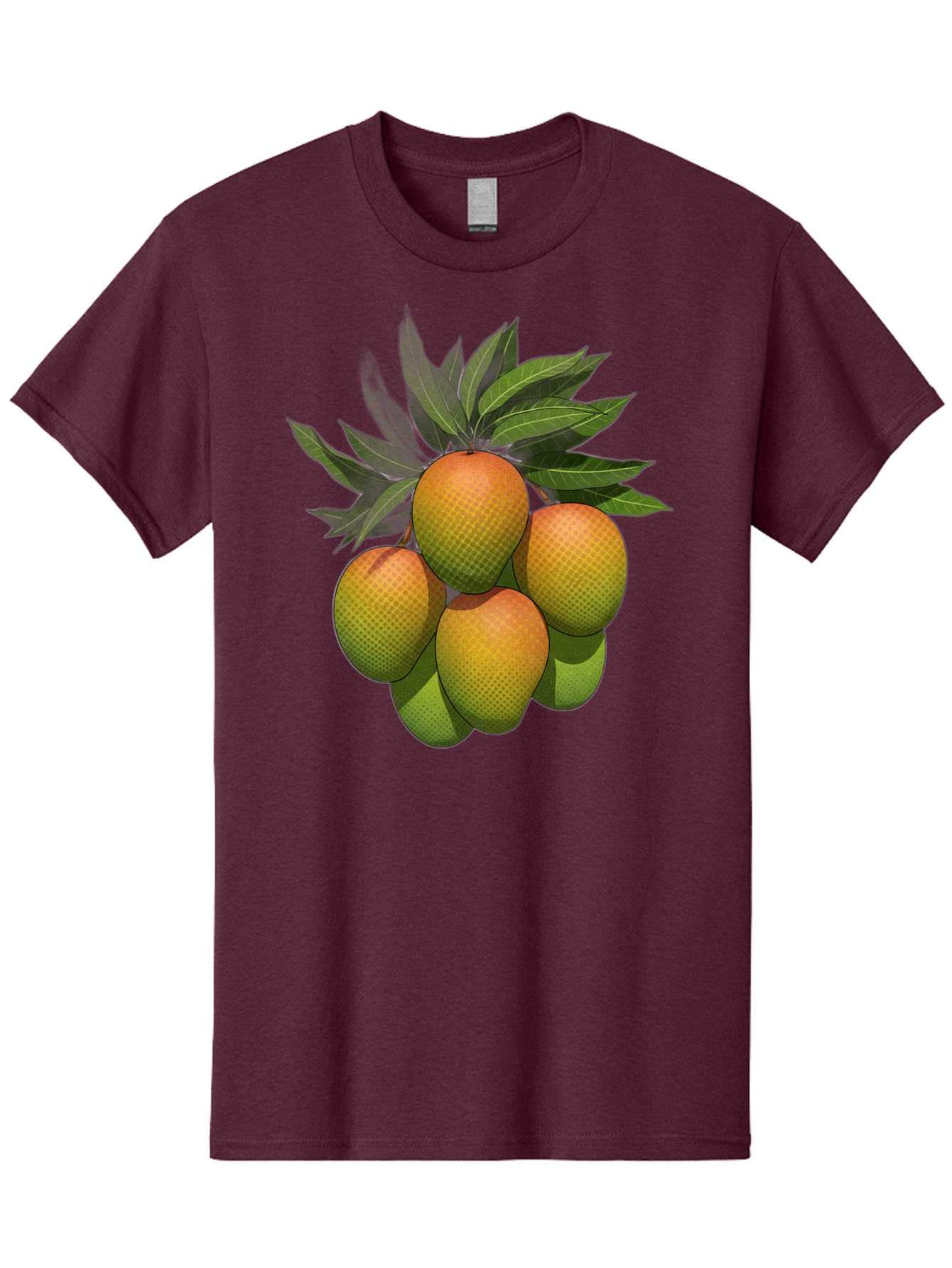 Mangoes Men'S Graphic Tee, 100% Cotton, Comfortable Casual Summer Wear, Machine Washable, Mangoes With Leaves, Tropical Fruit, Exotic Fruit, Fruit Cluster, Yellow-Orange Fruit, Green Leaves, Fruit Texture, Fruit Leaves, Vibrant Fruit Bac173
