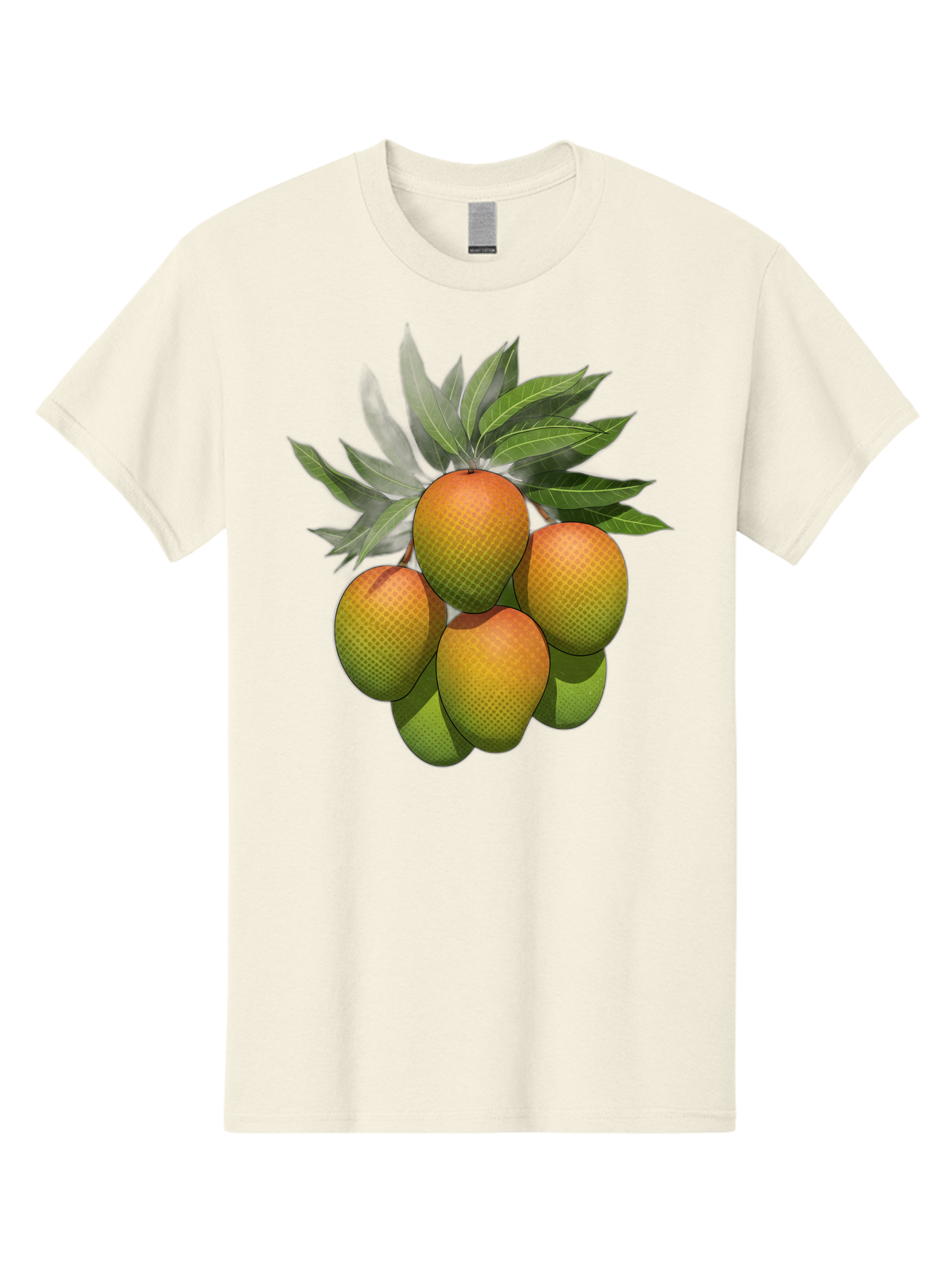 Mangoes Men'S Graphic Tee, 100% Cotton, Comfortable Casual Summer Wear, Machine Washable, Mangoes With Leaves, Tropical Fruit, Exotic Fruit, Fruit Cluster, Yellow-Orange Fruit, Green Leaves, Fruit Texture, Fruit Leaves, Vibrant Fruit Bac173