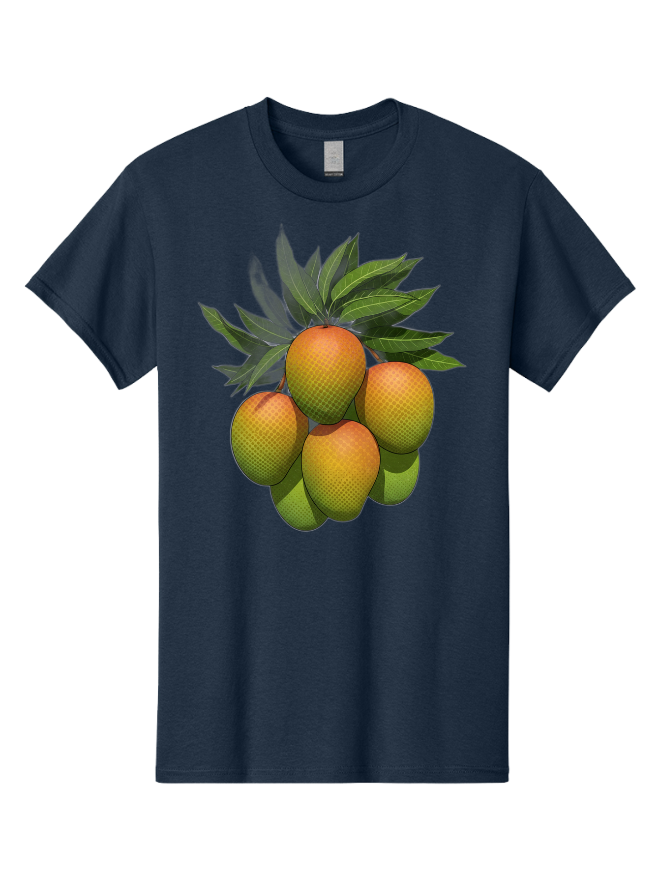 Mangoes Men'S Graphic Tee, 100% Cotton, Comfortable Casual Summer Wear, Machine Washable, Mangoes With Leaves, Tropical Fruit, Exotic Fruit, Fruit Cluster, Yellow-Orange Fruit, Green Leaves, Fruit Texture, Fruit Leaves, Vibrant Fruit Bac173