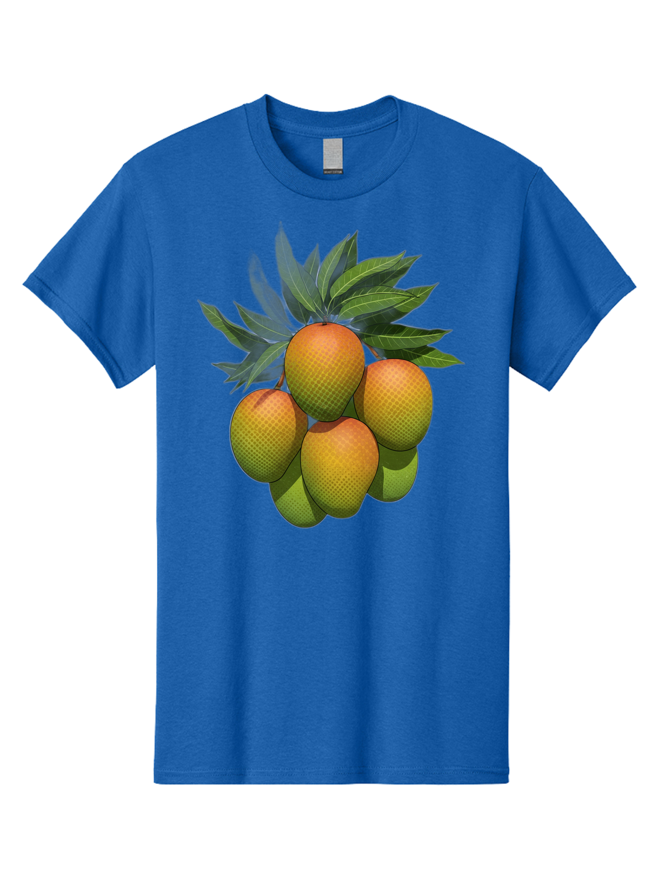 Mangoes Men'S Graphic Tee, 100% Cotton, Comfortable Casual Summer Wear, Machine Washable, Mangoes With Leaves, Tropical Fruit, Exotic Fruit, Fruit Cluster, Yellow-Orange Fruit, Green Leaves, Fruit Texture, Fruit Leaves, Vibrant Fruit Bac173