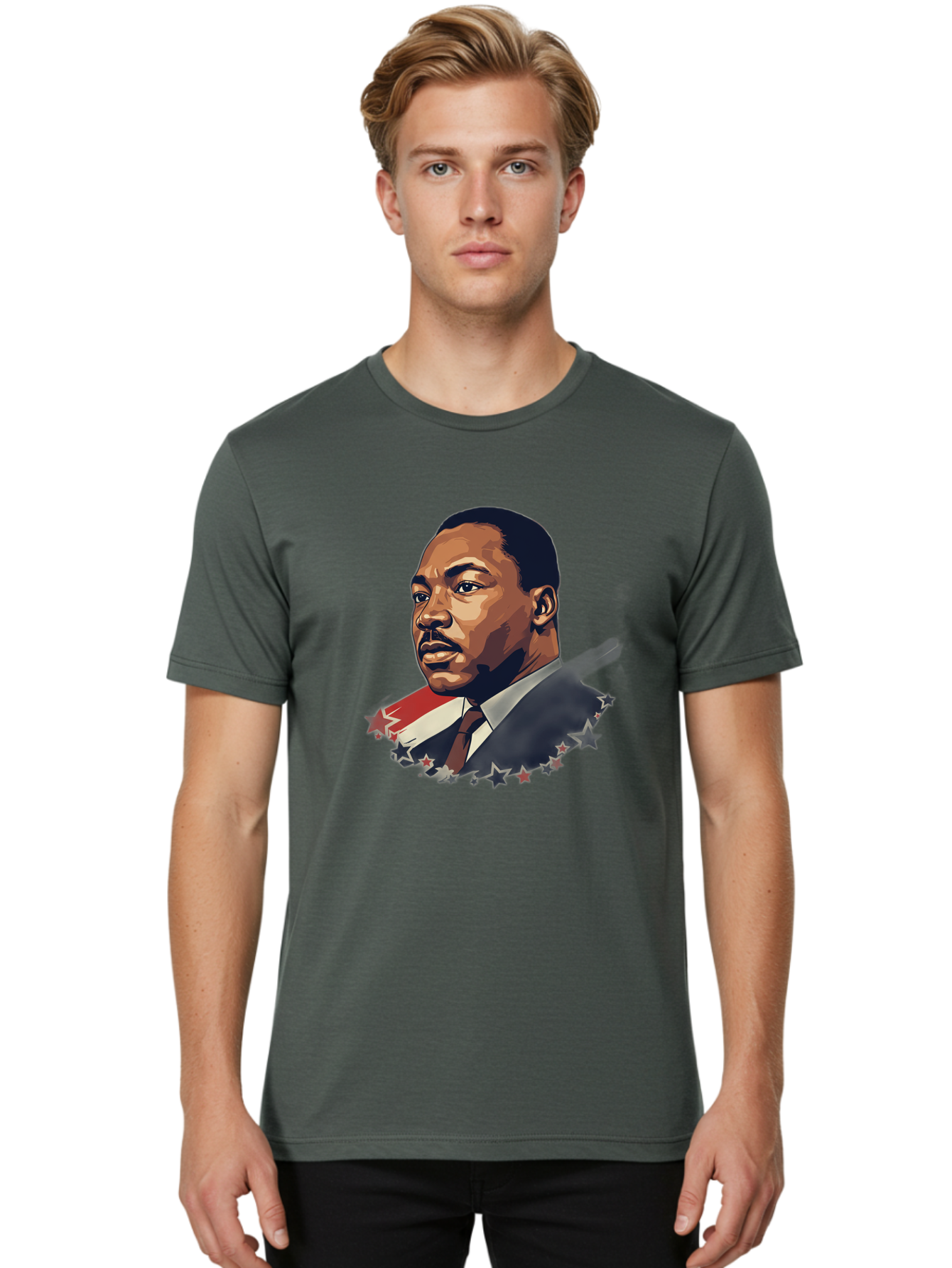 Martin-Luther-King-Jr-2 Men'S Graphic Tee, 100% Cotton, Comfortable Casual Summer Wear, Machine Washable, Martin Luther King Jr Portrait, Civil Rights Leader, Equality And Justice, Freedom Fighter, Peaceful Protest, Inspirational Figure, Bac176