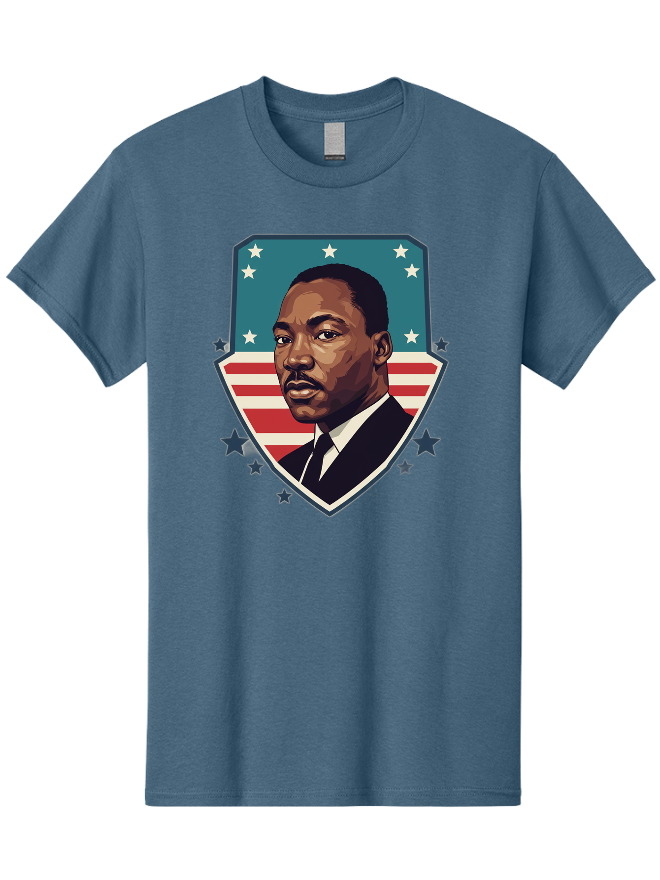 Martin-Luther-King-Jr-3 Men'S Graphic Tee, 100% Cotton, Comfortable Casual Summer Wear, Machine Washable, Martin Luther King Jr. Portrait, American Flag, Patriotic Graphic, Civil Rights Leader, Freedom Fighter, Social Justice, Equality, Bac177