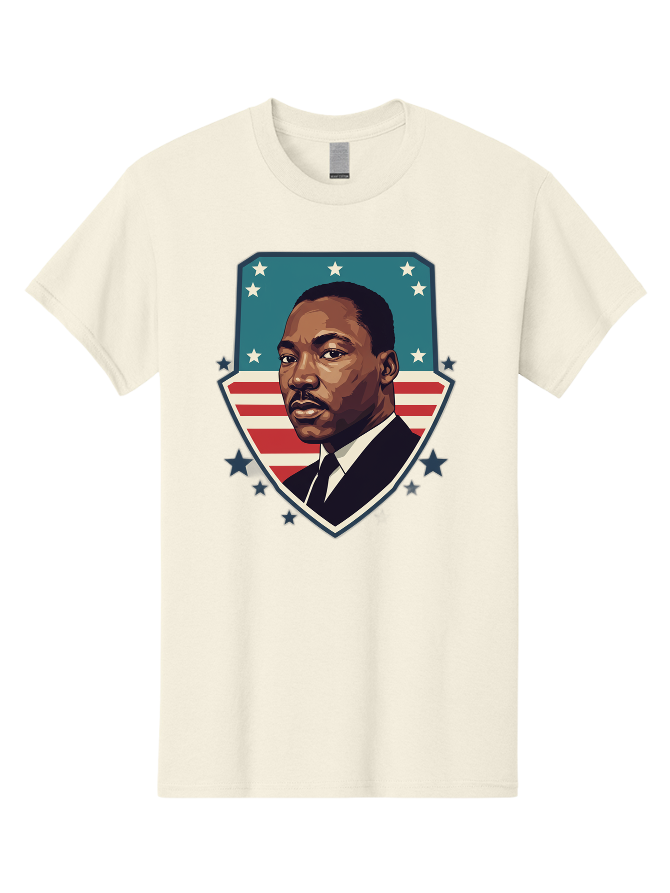 Martin-Luther-King-Jr-3 Men'S Graphic Tee, 100% Cotton, Comfortable Casual Summer Wear, Machine Washable, Martin Luther King Jr. Portrait, American Flag, Patriotic Graphic, Civil Rights Leader, Freedom Fighter, Social Justice, Equality, Bac177