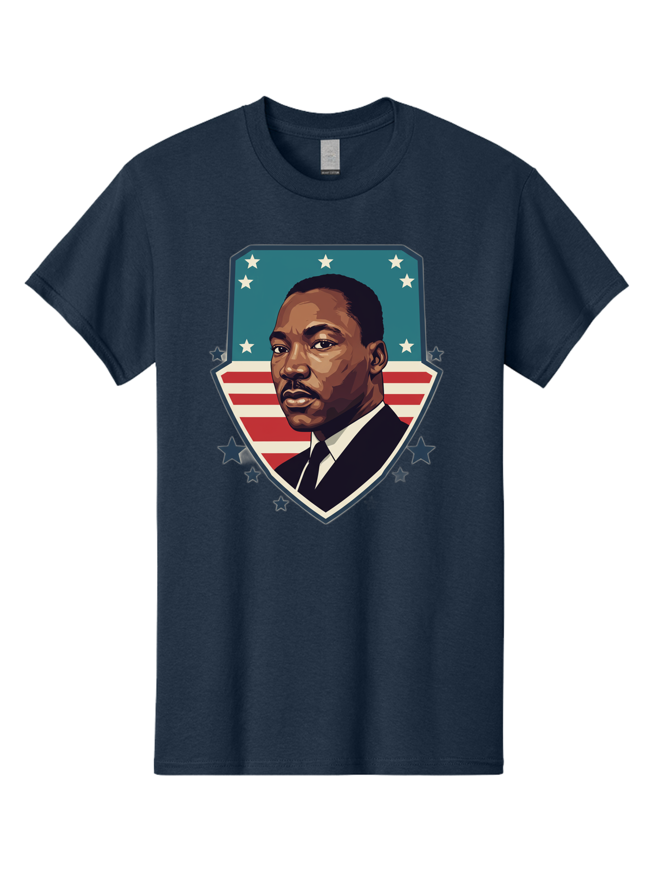 Martin-Luther-King-Jr-3 Men'S Graphic Tee, 100% Cotton, Comfortable Casual Summer Wear, Machine Washable, Martin Luther King Jr. Portrait, American Flag, Patriotic Graphic, Civil Rights Leader, Freedom Fighter, Social Justice, Equality, Bac177