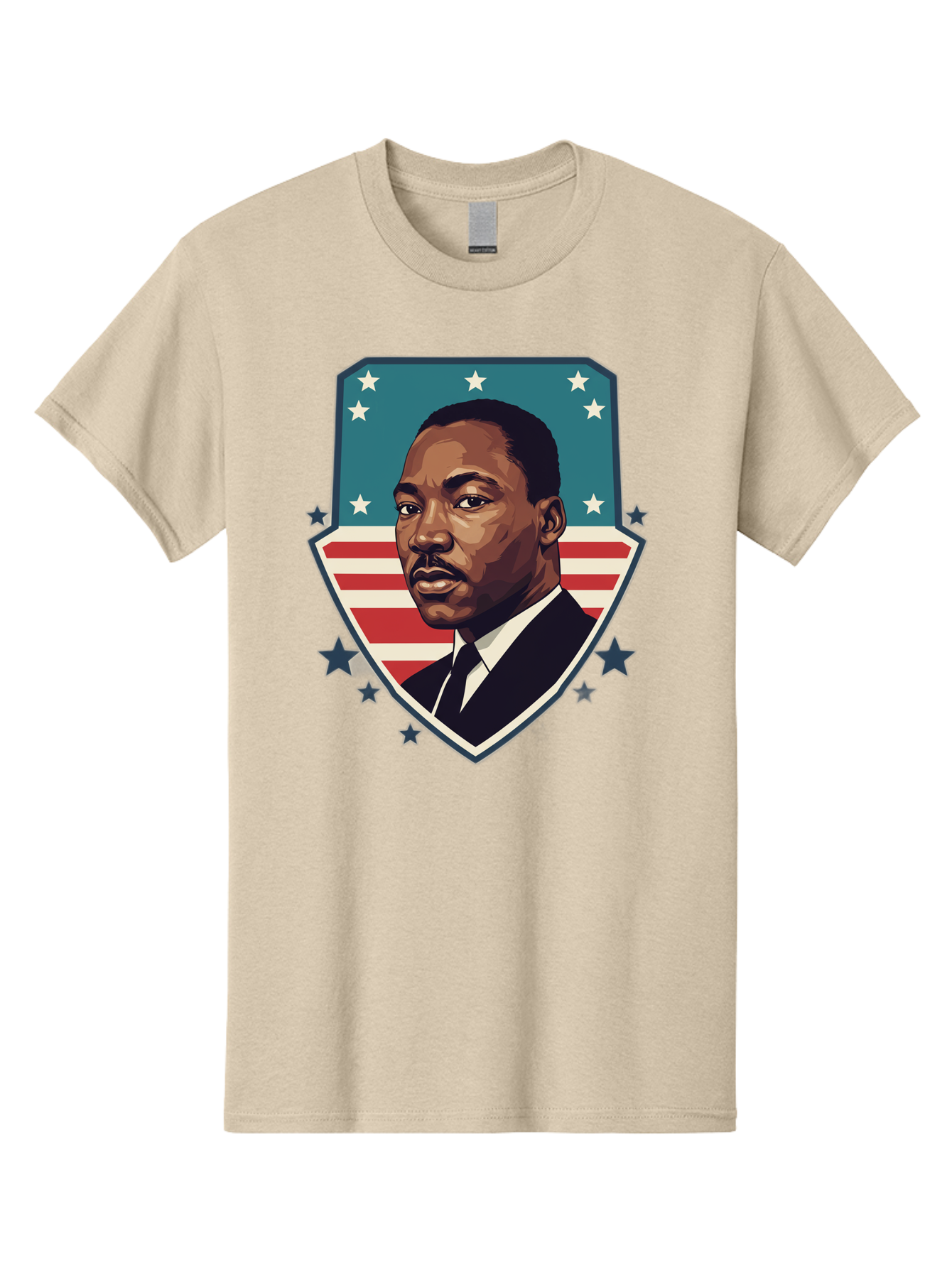 Martin-Luther-King-Jr-3 Men'S Graphic Tee, 100% Cotton, Comfortable Casual Summer Wear, Machine Washable, Martin Luther King Jr. Portrait, American Flag, Patriotic Graphic, Civil Rights Leader, Freedom Fighter, Social Justice, Equality, Bac177