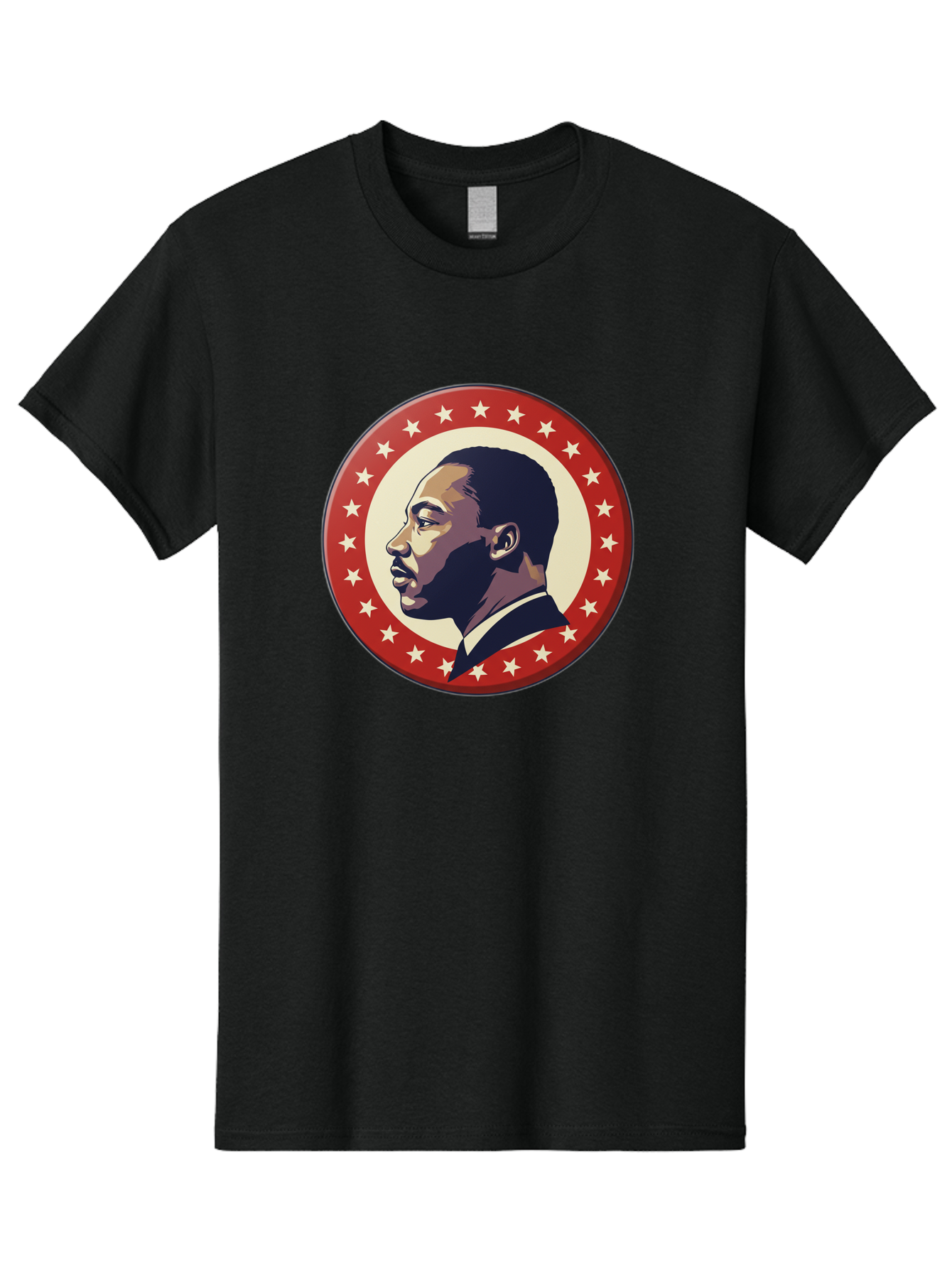 Martin-Luther-King-Jr Men'S Graphic Tee, 100% Cotton, Comfortable Casual Summer Wear, Machine Washable, Martin Luther King Jr. Profile, Civil Rights Leader, African American Icon, Star-Studded Badge, Patriotic Symbol, Freedom Fighter, Bac179