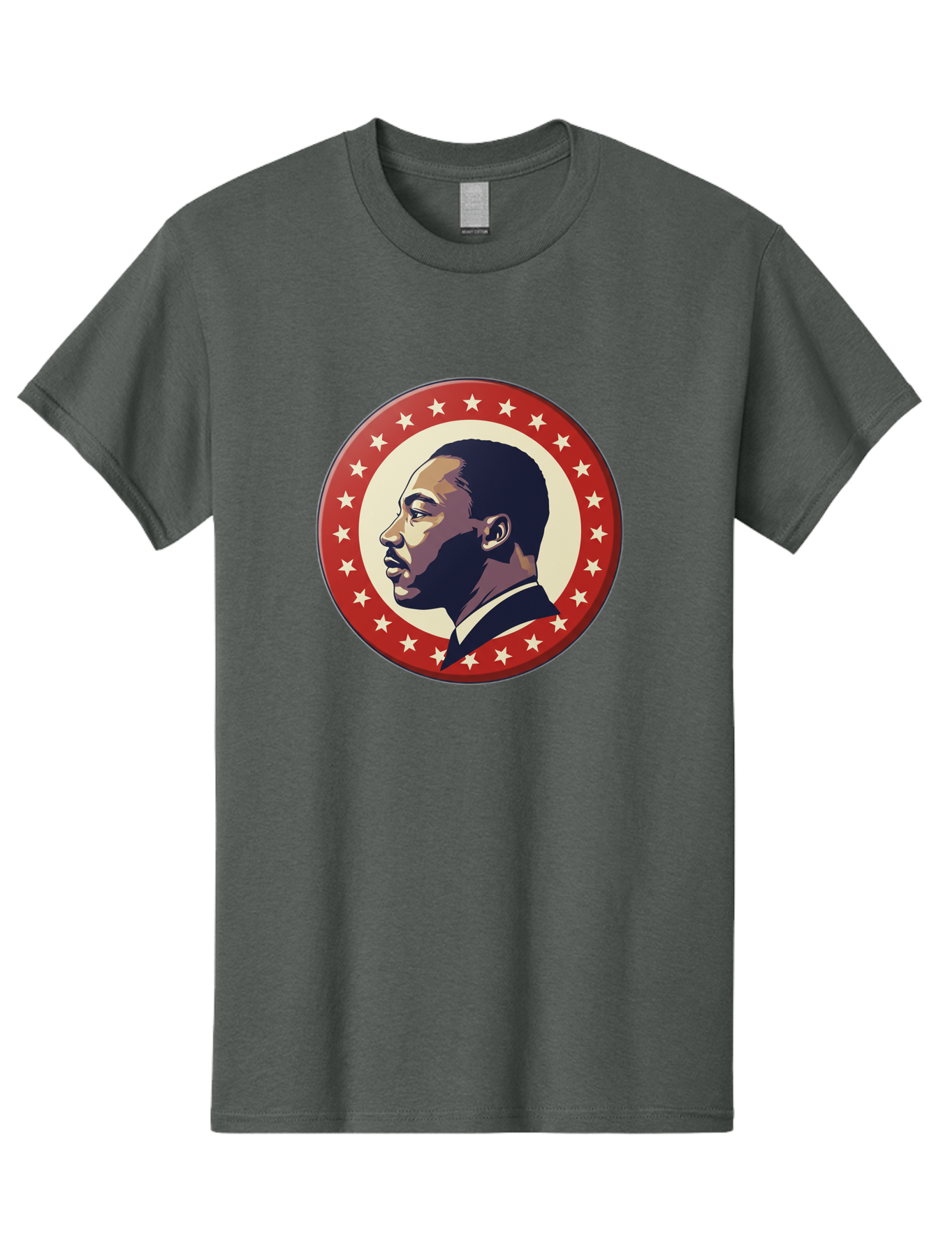 Martin-Luther-King-Jr Men'S Graphic Tee, 100% Cotton, Comfortable Casual Summer Wear, Machine Washable, Martin Luther King Jr. Profile, Civil Rights Leader, African American Icon, Star-Studded Badge, Patriotic Symbol, Freedom Fighter, Bac179
