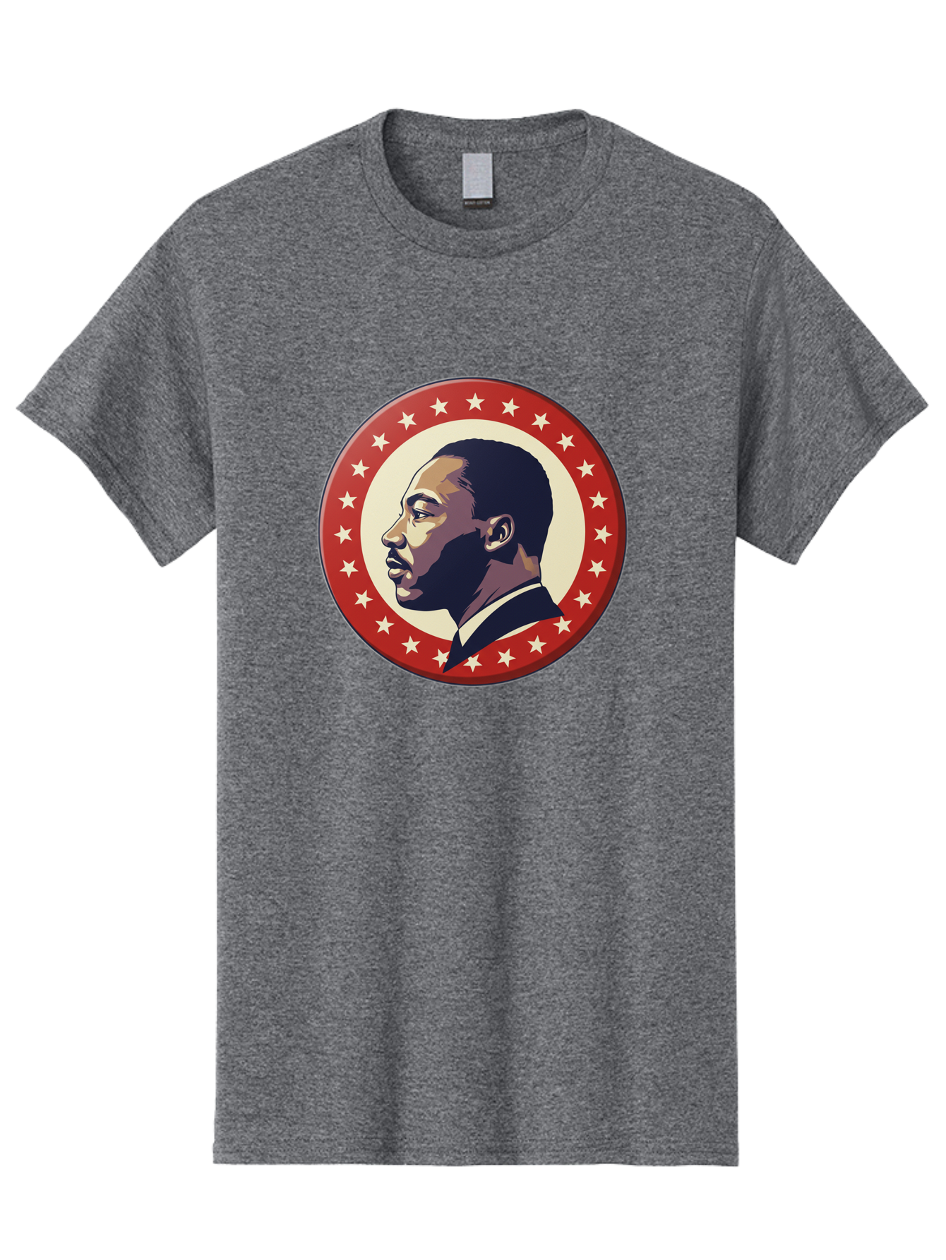 Martin-Luther-King-Jr Men'S Graphic Tee, 100% Cotton, Comfortable Casual Summer Wear, Machine Washable, Martin Luther King Jr. Profile, Civil Rights Leader, African American Icon, Star-Studded Badge, Patriotic Symbol, Freedom Fighter, Bac179