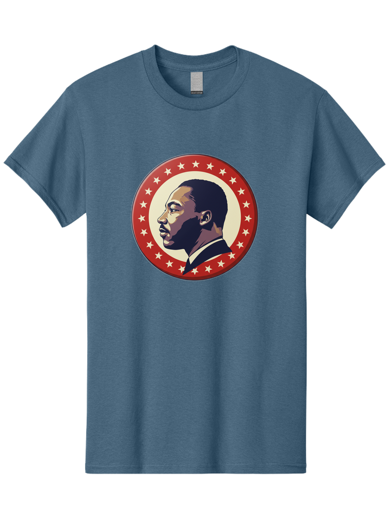 Martin-Luther-King-Jr Men'S Graphic Tee, 100% Cotton, Comfortable Casual Summer Wear, Machine Washable, Martin Luther King Jr. Profile, Civil Rights Leader, African American Icon, Star-Studded Badge, Patriotic Symbol, Freedom Fighter, Bac179