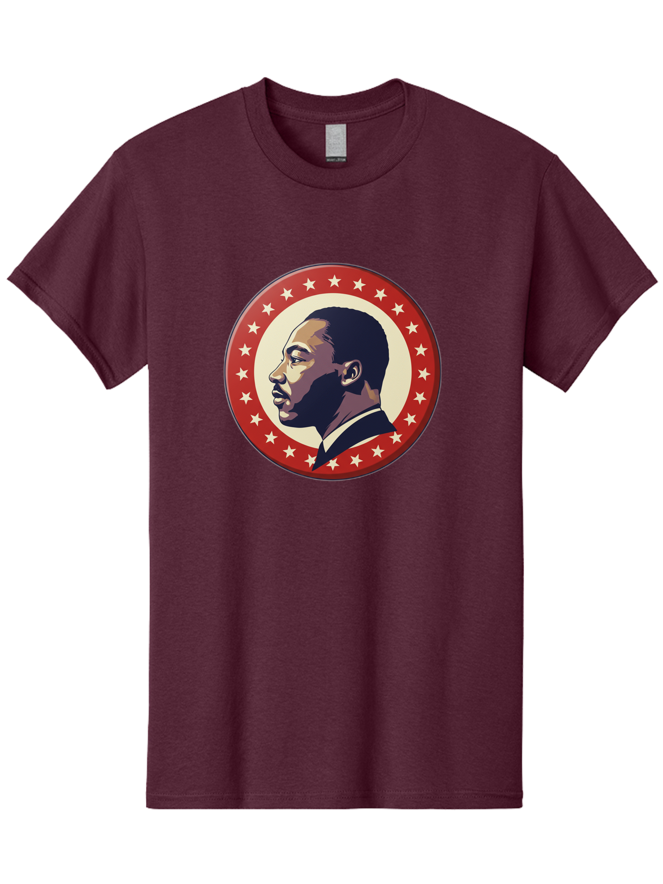 Martin-Luther-King-Jr Men'S Graphic Tee, 100% Cotton, Comfortable Casual Summer Wear, Machine Washable, Martin Luther King Jr. Profile, Civil Rights Leader, African American Icon, Star-Studded Badge, Patriotic Symbol, Freedom Fighter, Bac179
