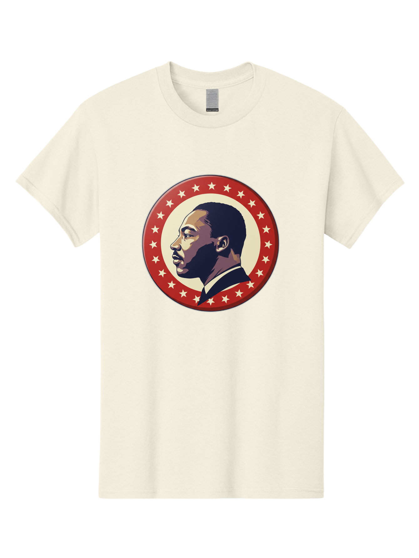 Martin-Luther-King-Jr Men'S Graphic Tee, 100% Cotton, Comfortable Casual Summer Wear, Machine Washable, Martin Luther King Jr. Profile, Civil Rights Leader, African American Icon, Star-Studded Badge, Patriotic Symbol, Freedom Fighter, Bac179