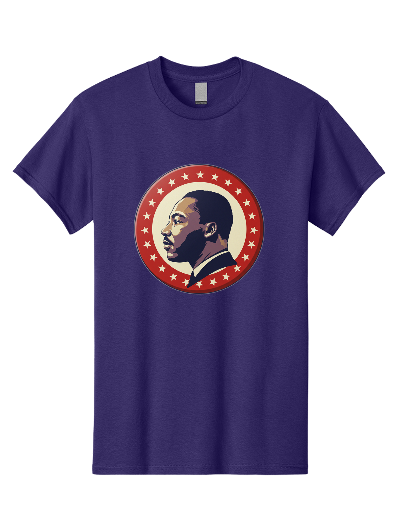 Martin-Luther-King-Jr Men'S Graphic Tee, 100% Cotton, Comfortable Casual Summer Wear, Machine Washable, Martin Luther King Jr. Profile, Civil Rights Leader, African American Icon, Star-Studded Badge, Patriotic Symbol, Freedom Fighter, Bac179