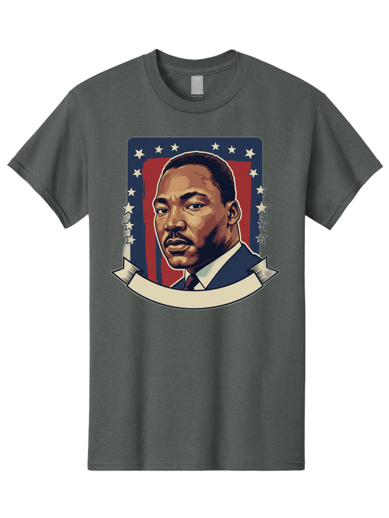 Martin-Luther-King Men'S Graphic Tee, 100% Cotton, Comfortable Casual Summer Wear, Machine Washable, Martin Luther King Jr. Portrait, Civil Rights Leader, Patriotic Illustration, Red White And Blue, Stars And Stripes, Inspirational Quote, Bac180