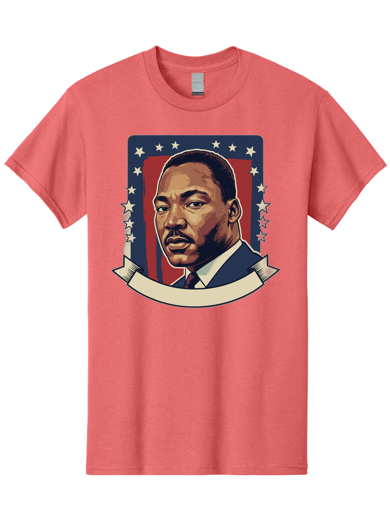 Martin-Luther-King Men'S Graphic Tee, 100% Cotton, Comfortable Casual Summer Wear, Machine Washable, Martin Luther King Jr. Portrait, Civil Rights Leader, Patriotic Illustration, Red White And Blue, Stars And Stripes, Inspirational Quote, Bac180