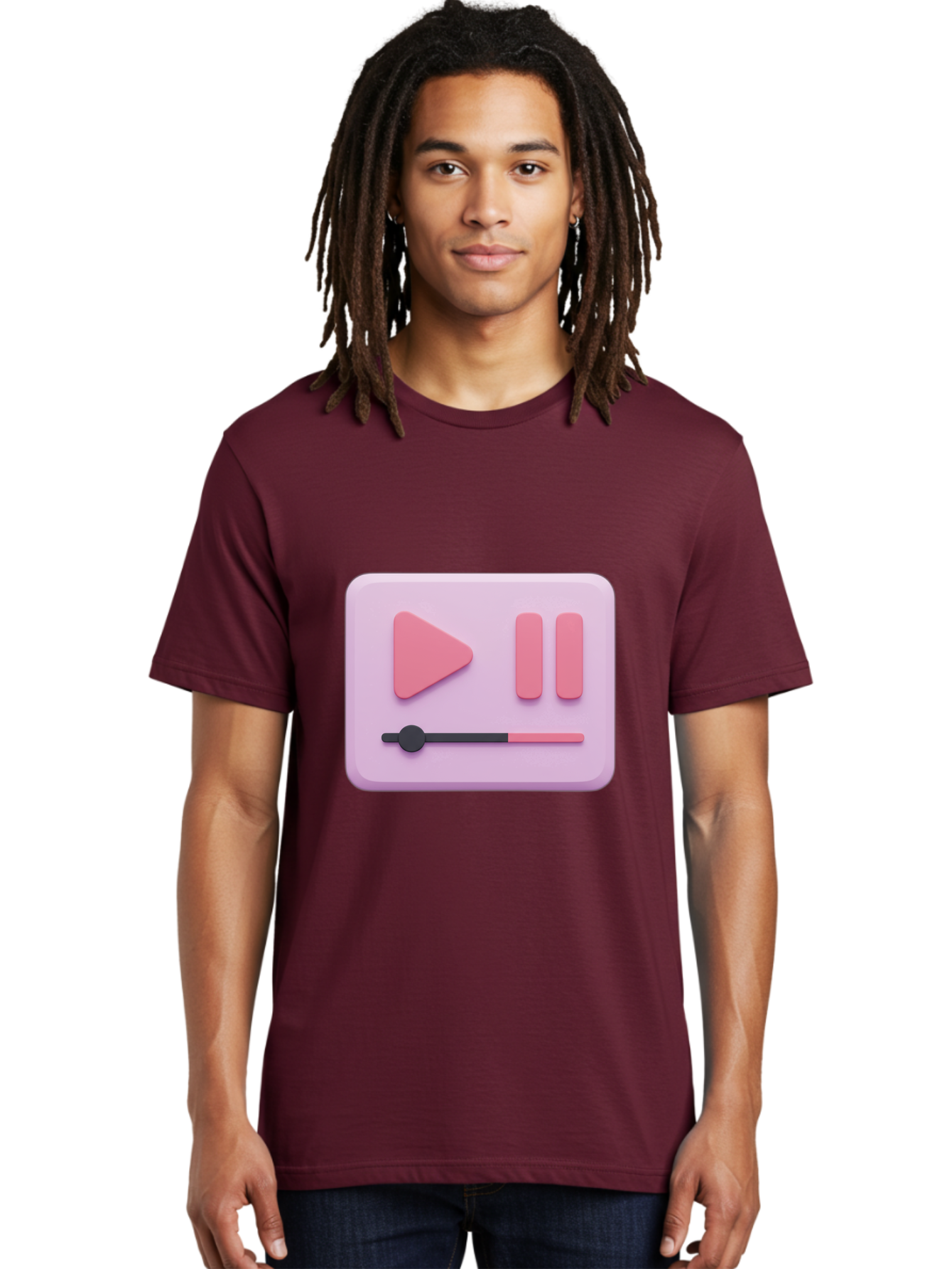 Media-Player-Ui Men'S Graphic Tee, 100% Cotton, Comfortable Casual Summer Wear, Machine Washable, Play Button, Pause Button, Volume Slider, Music Control, Media Player, Audio Playback Bac182