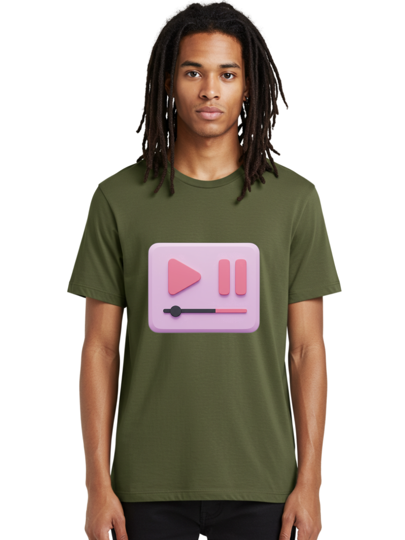 Media-Player-Ui Men'S Graphic Tee, 100% Cotton, Comfortable Casual Summer Wear, Machine Washable, Play Button, Pause Button, Volume Slider, Music Control, Media Player, Audio Playback Bac182