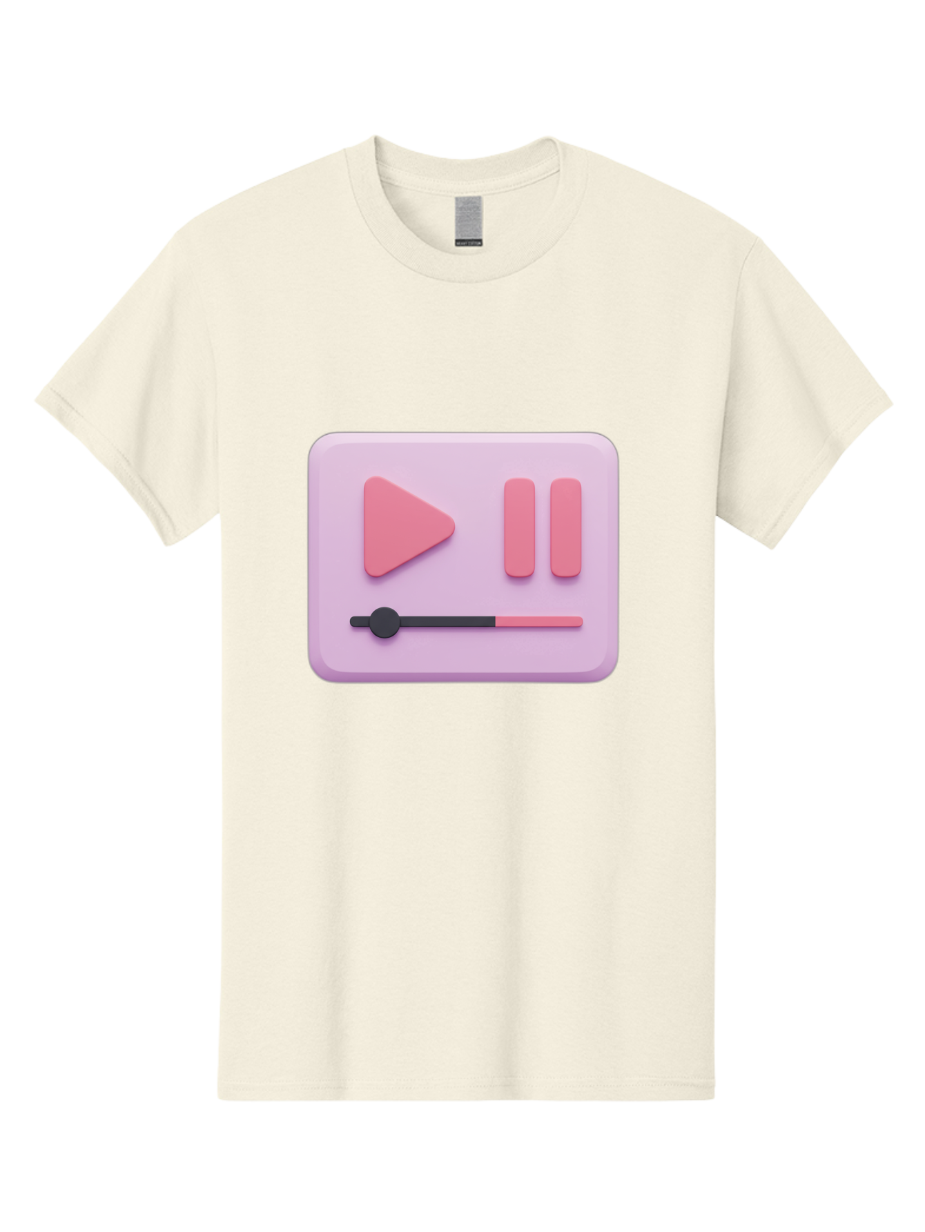 Media-Player-Ui Men'S Graphic Tee, 100% Cotton, Comfortable Casual Summer Wear, Machine Washable, Play Button, Pause Button, Volume Slider, Music Control, Media Player, Audio Playback Bac182