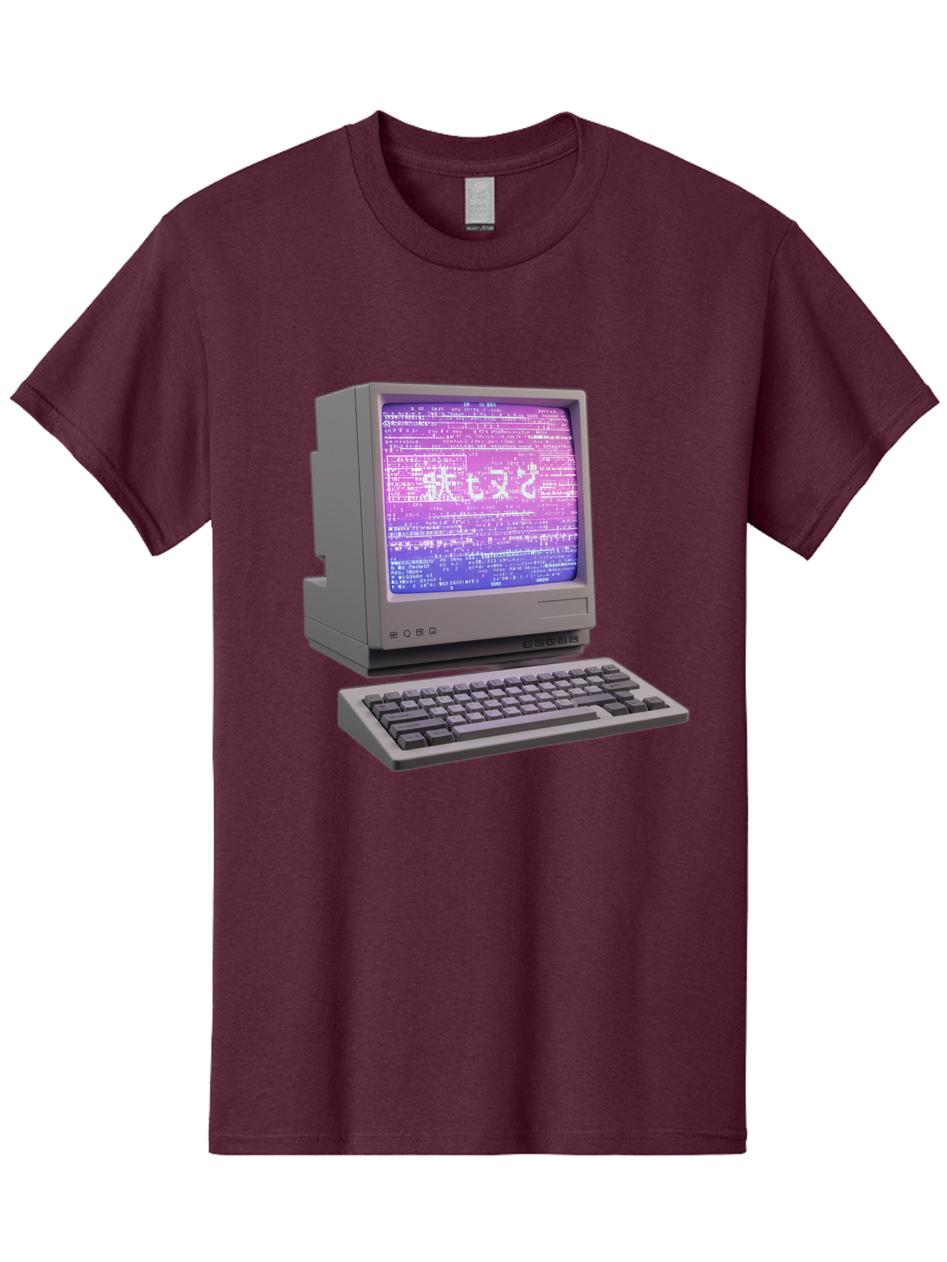 Meitu Men'S Graphic Tee, 100% Cotton, Comfortable Casual Summer Wear, Machine Washable, Vintage Computer, Old Technology, Retro Keyboard, Purple Screen, Binary Code, Old School, Obsolete Technology, Computer History, Tech Nostalgia, Pixel Art Bac183
