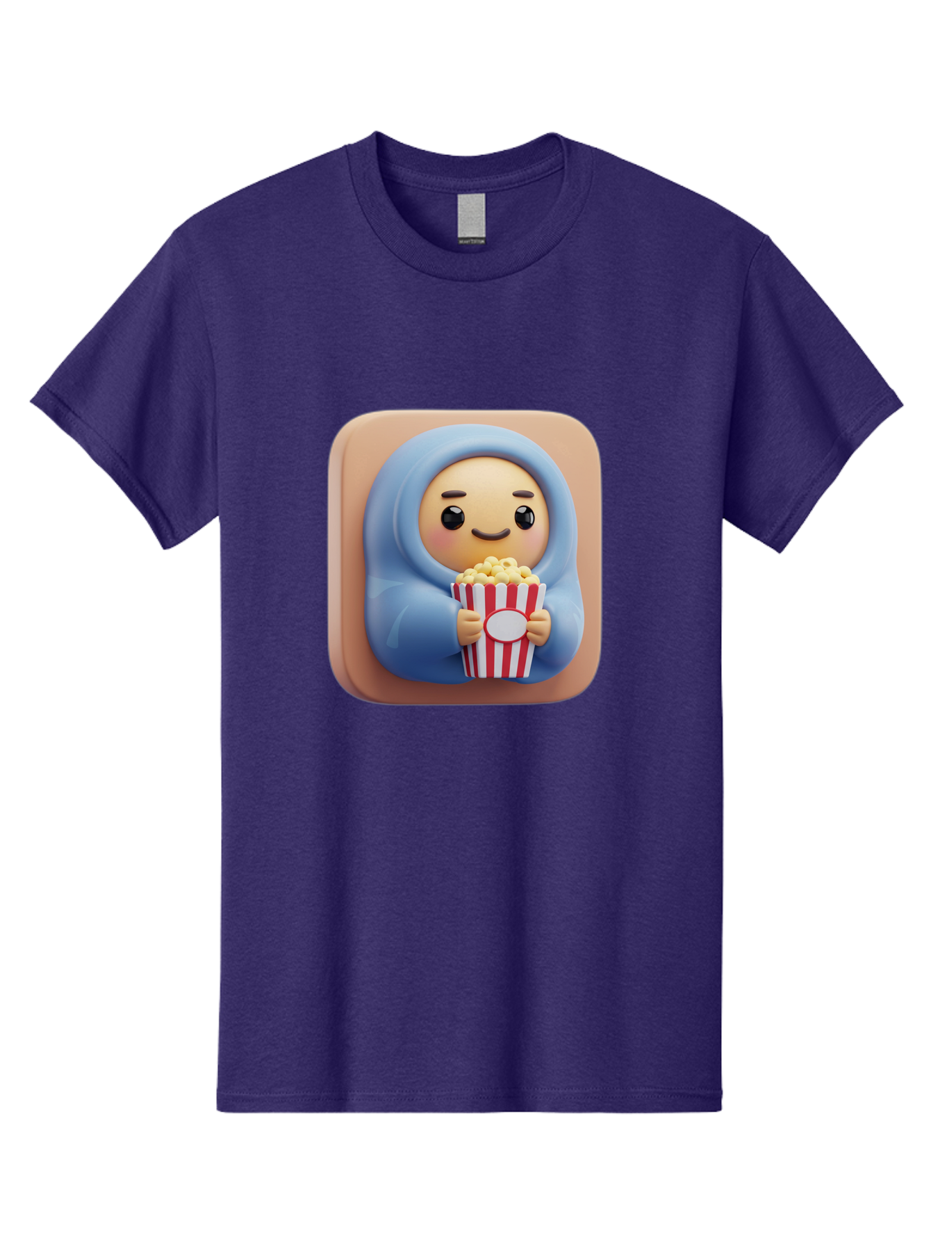 Melted-Face-Emoji Men'S Graphic Tee, 100% Cotton, Comfortable Casual Summer Wear, Machine Washable, Smiling Face, Happy Emoji, Popcorn Bucket, Red And White Stripes, Cartoon Character, Joyful Expression, Friendly Face, Fun Snack, Bac184
